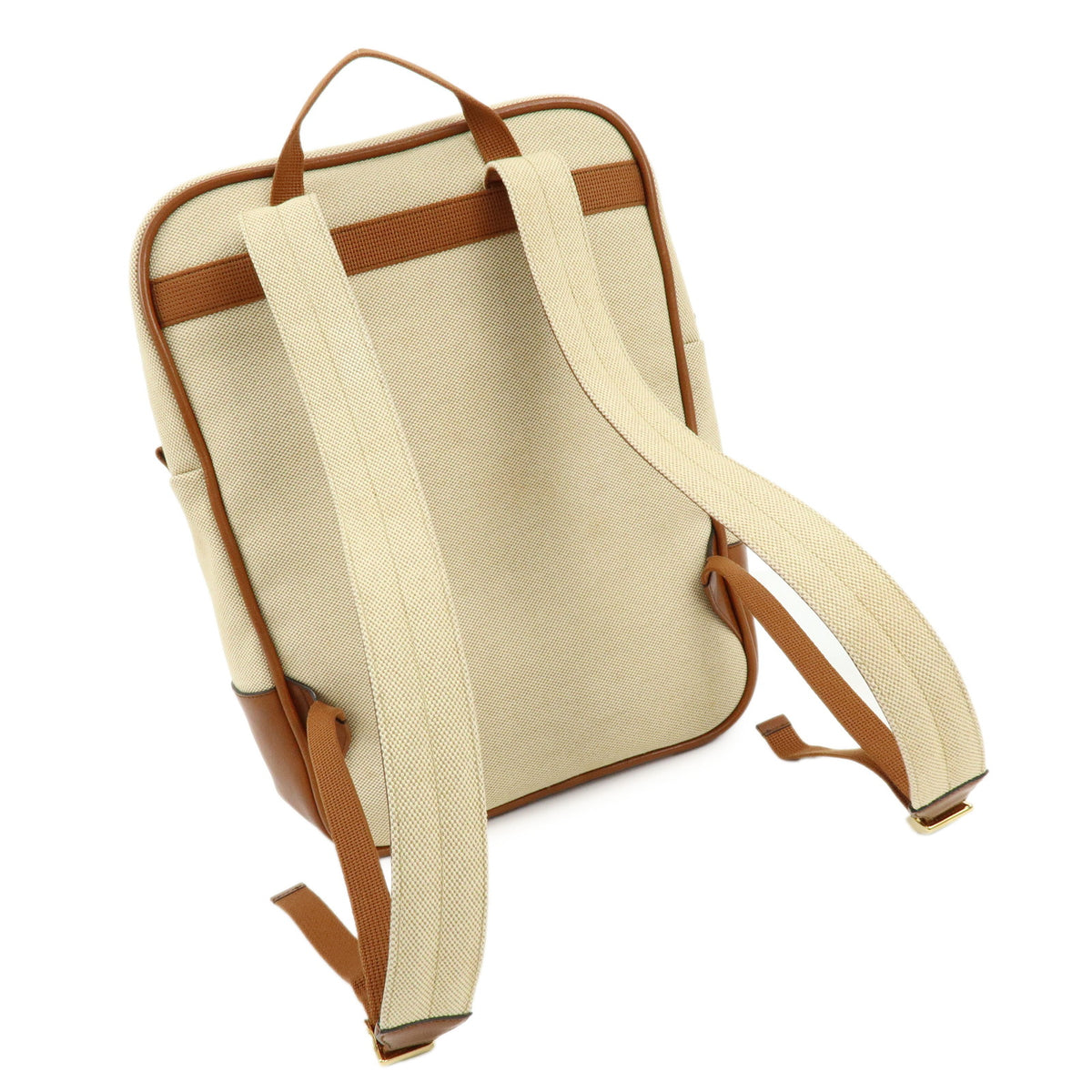 GUCCI Sherry Canvas Leather Backpack Rucksack Beige Brown 575063