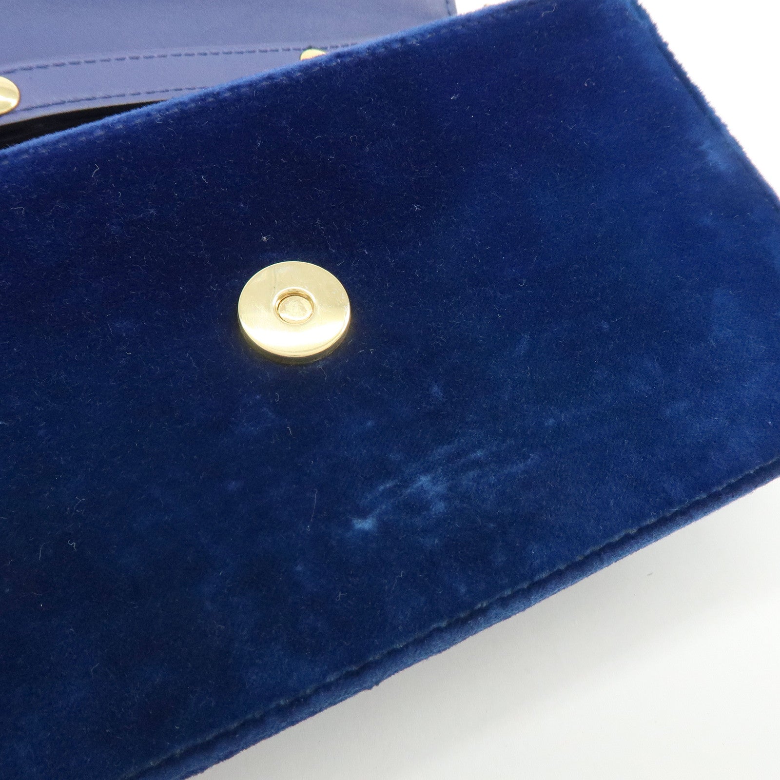 GUCCI Broadway Velvet Shoulder Bag Crossbody Bag Bijou Logo Navy 544242