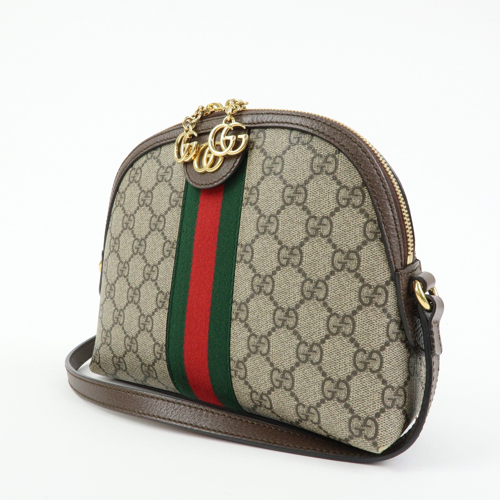 GUCCI Ophidia Sherry GG Supreme Leather Shoulder Bag Beige Brown 499621