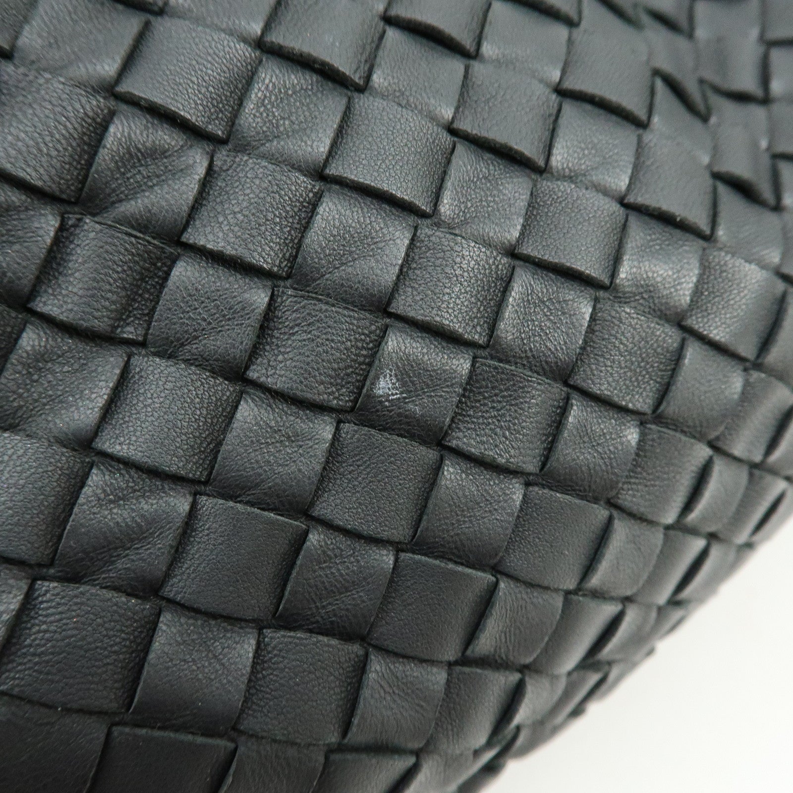 BOTTEGA VENETA Intrecciato Campana Leather Shoulder Bag Hand Bag Black