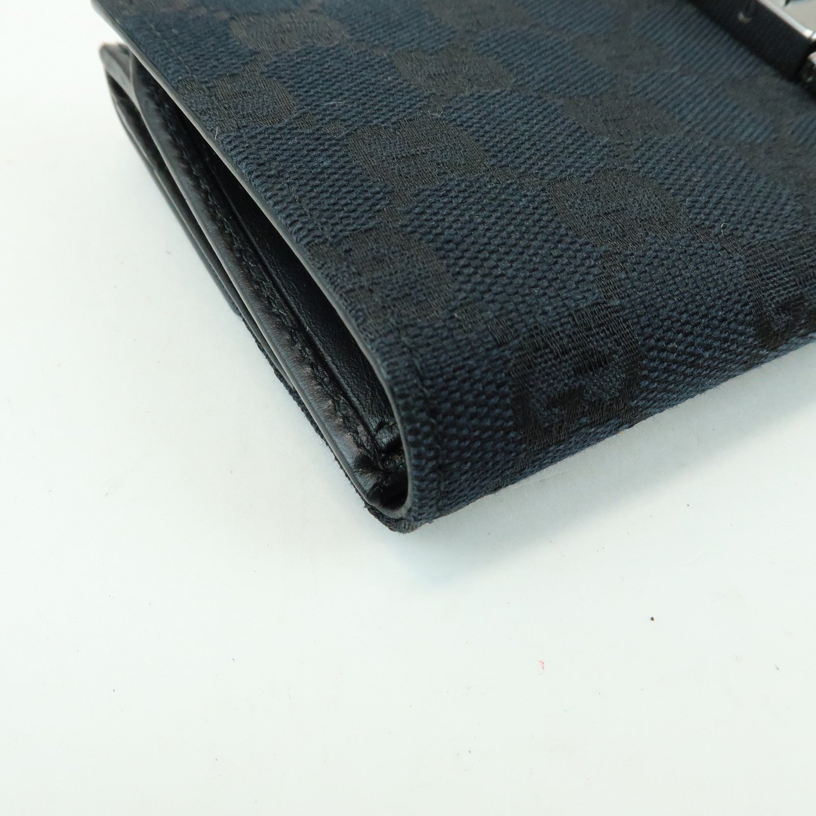 GUCCI Jackie GG Canvas Leather Bi-fold Long Wallet Black