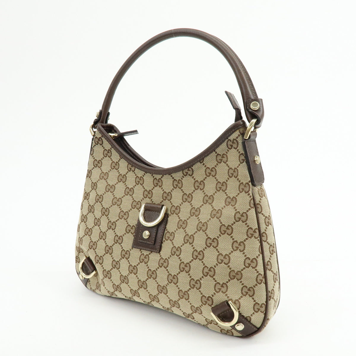 GUCCI Abbey GG Canvas Leather Shoulder Bag Hand Bag Beige Brown 130738