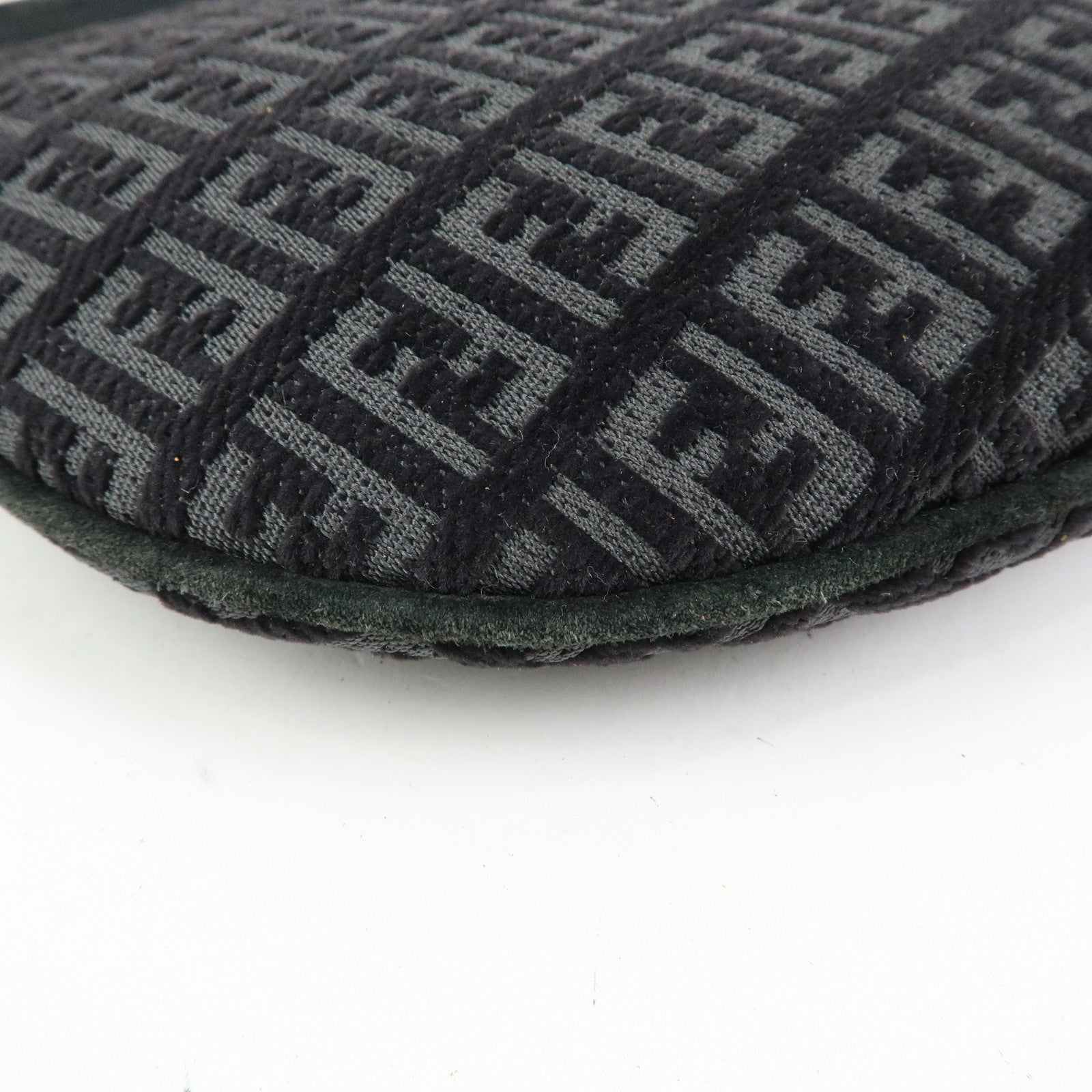 FENDI Zucchino Canvas Leather Shoulder Bag Hand Bag Black 8BR248