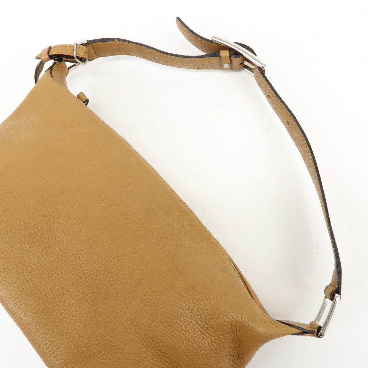 CELINE Logo Leather Shoulder Bag Hand Bag Camel