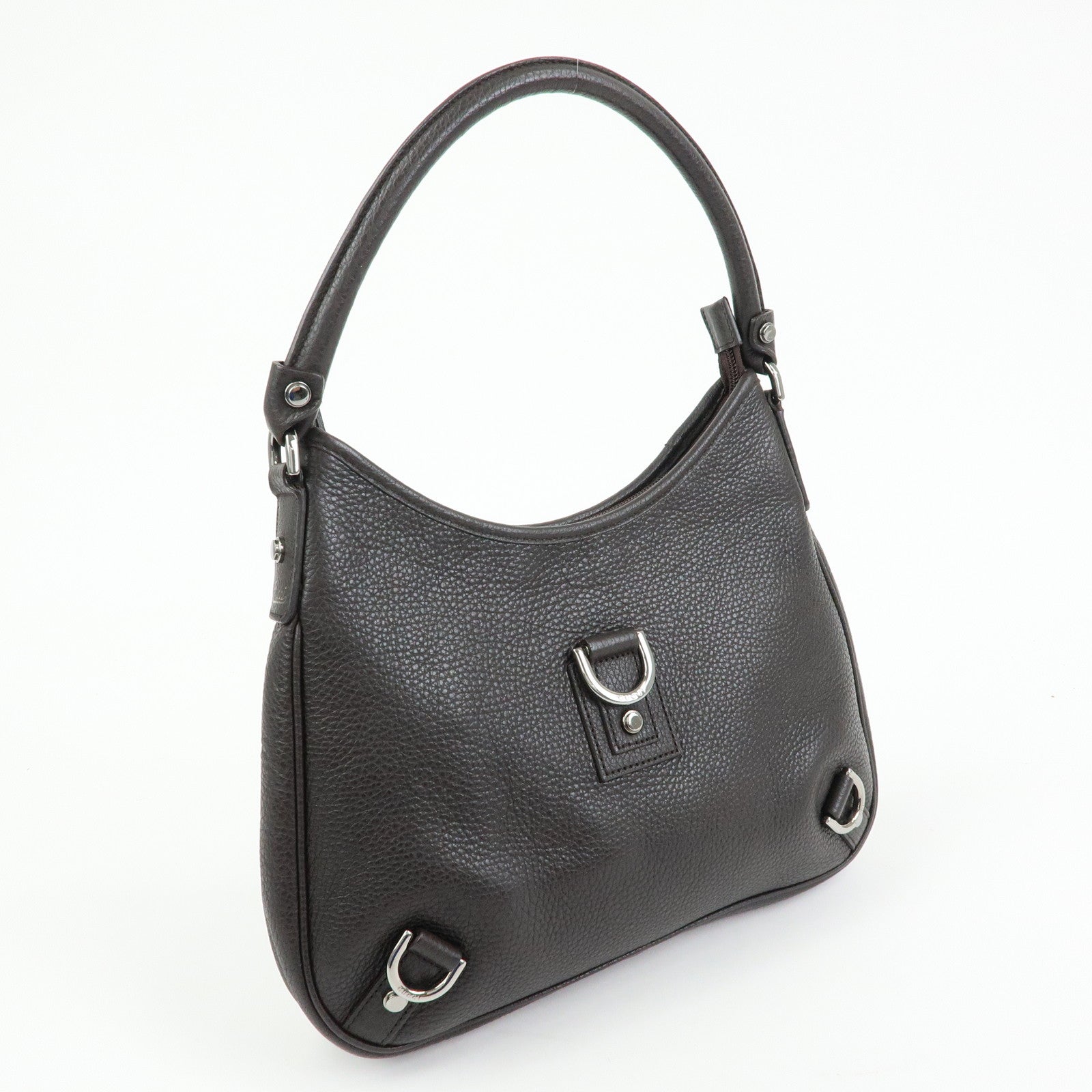 GUCCI Abbey Leather Shoulder Bag Hand Bag Black Silver 268637