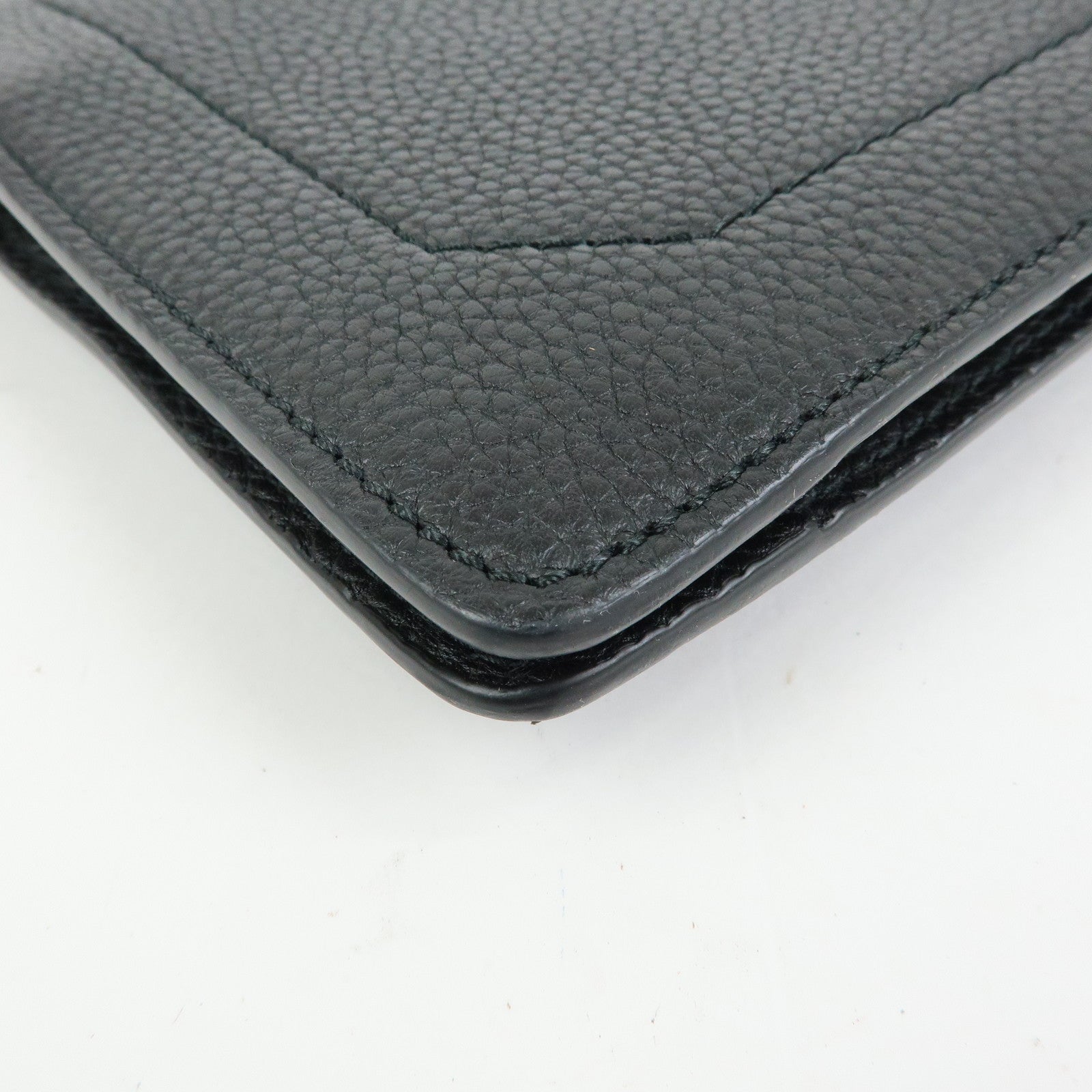Ferragamo Leather Clutch Bag Flat Pouch Purse Black