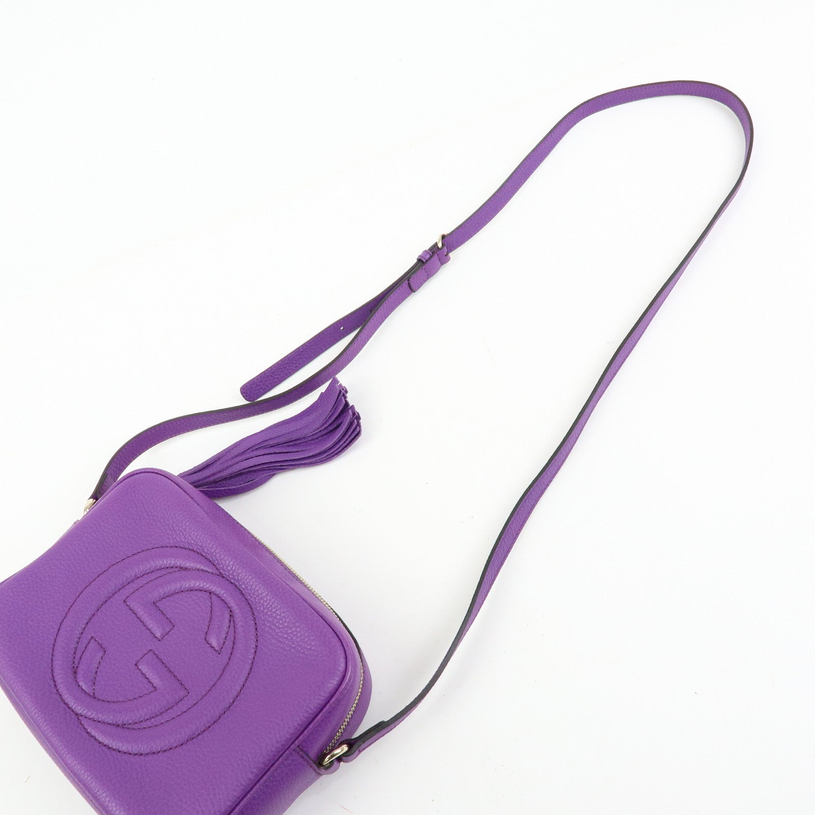 GUCCI SOHO Interlocking G Leahter Disco Bag Shoulder Bag Purple 308364