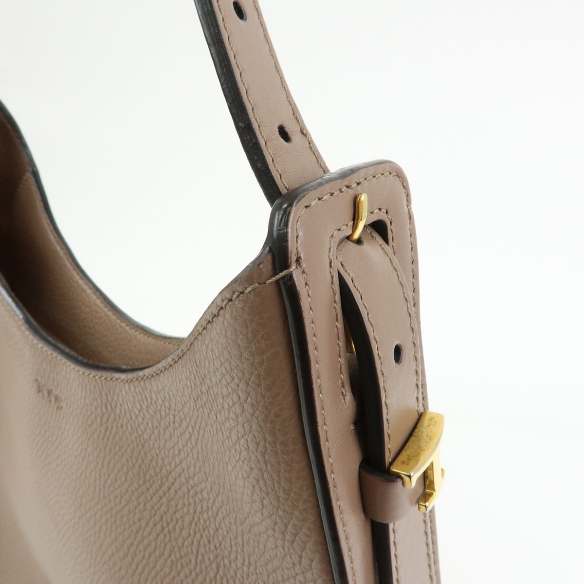 TOD'S Oboe Leather Shoulder Bag Hand Bag Taupe Brown