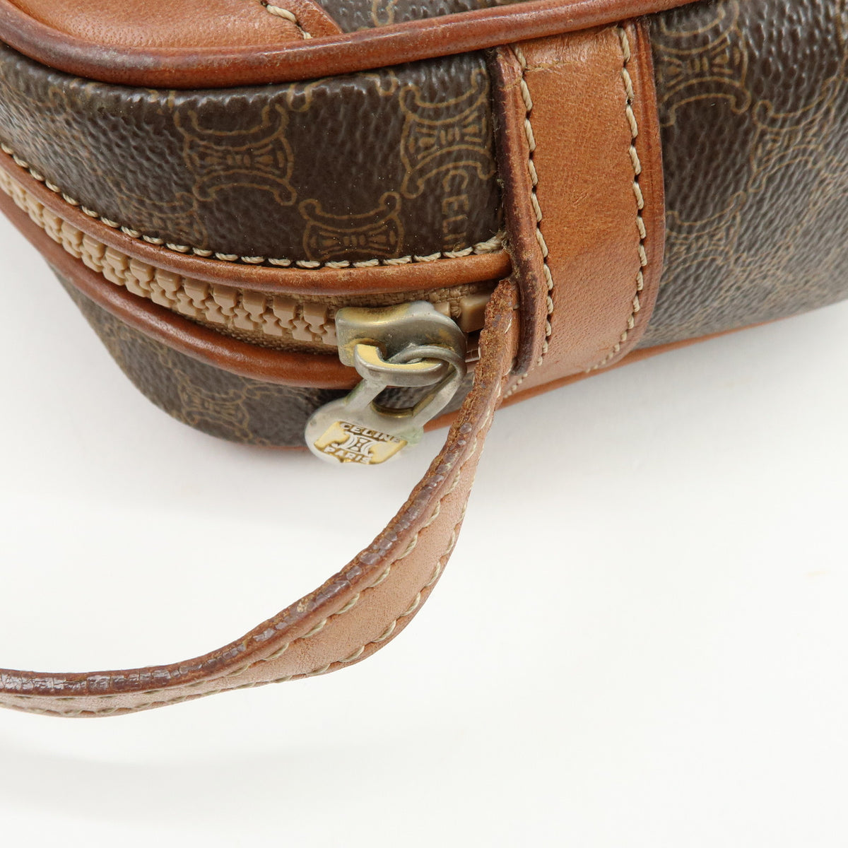 CELINE Macadam PVC Leather Shoulder Bag Crossbody Bag Brown