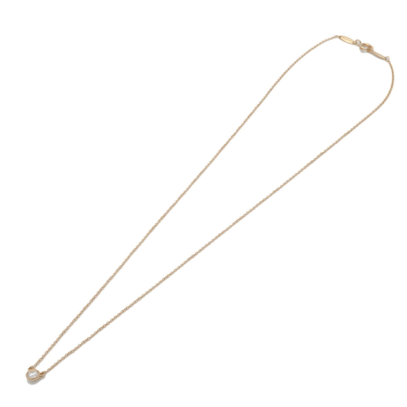Tiffany & Co By The Yard 1P Diamond Necklace K18 750YG Yellow Gold