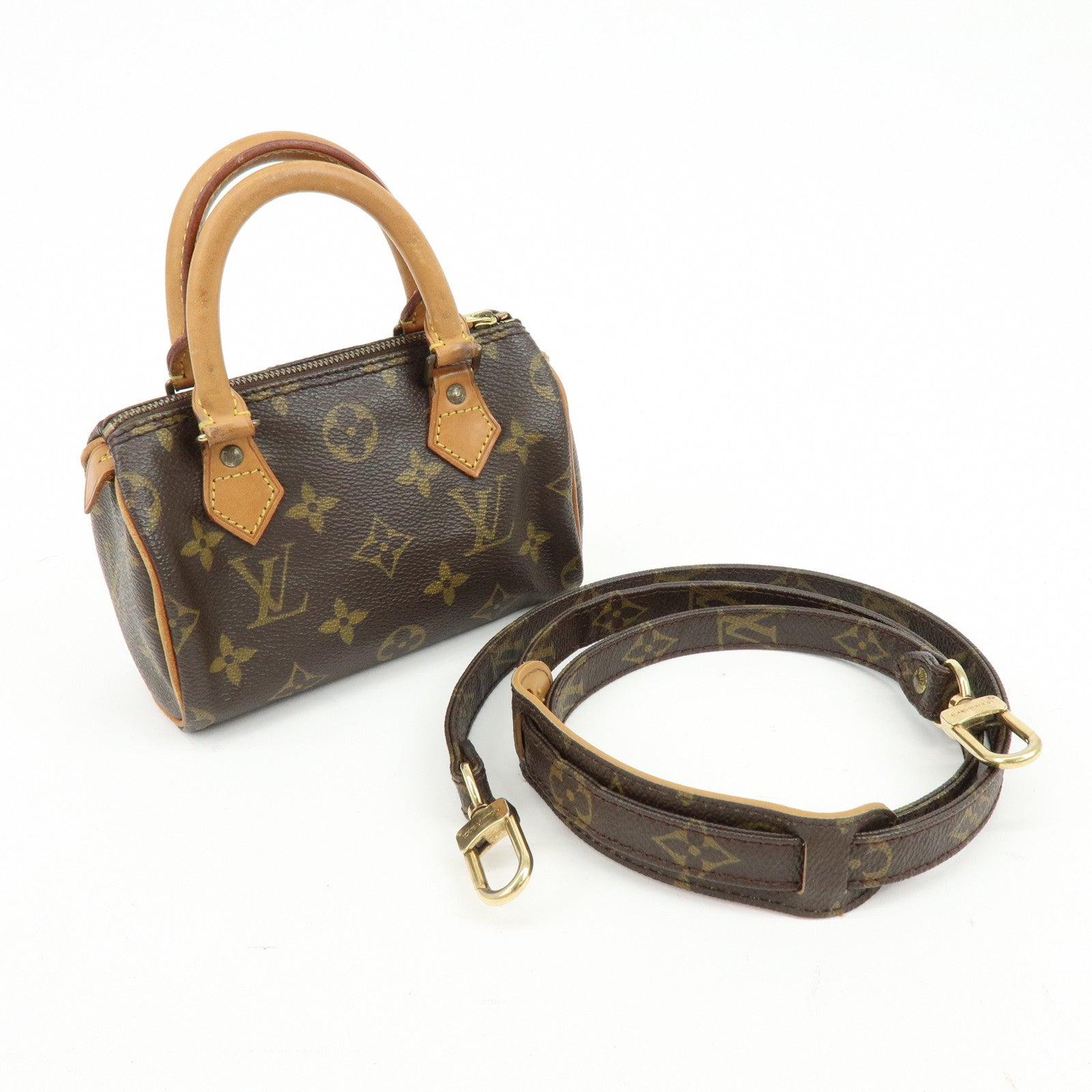 Louis Vuitton Monogram Mini Speedy Hand Bag Brown M41534 J75011 Lot
