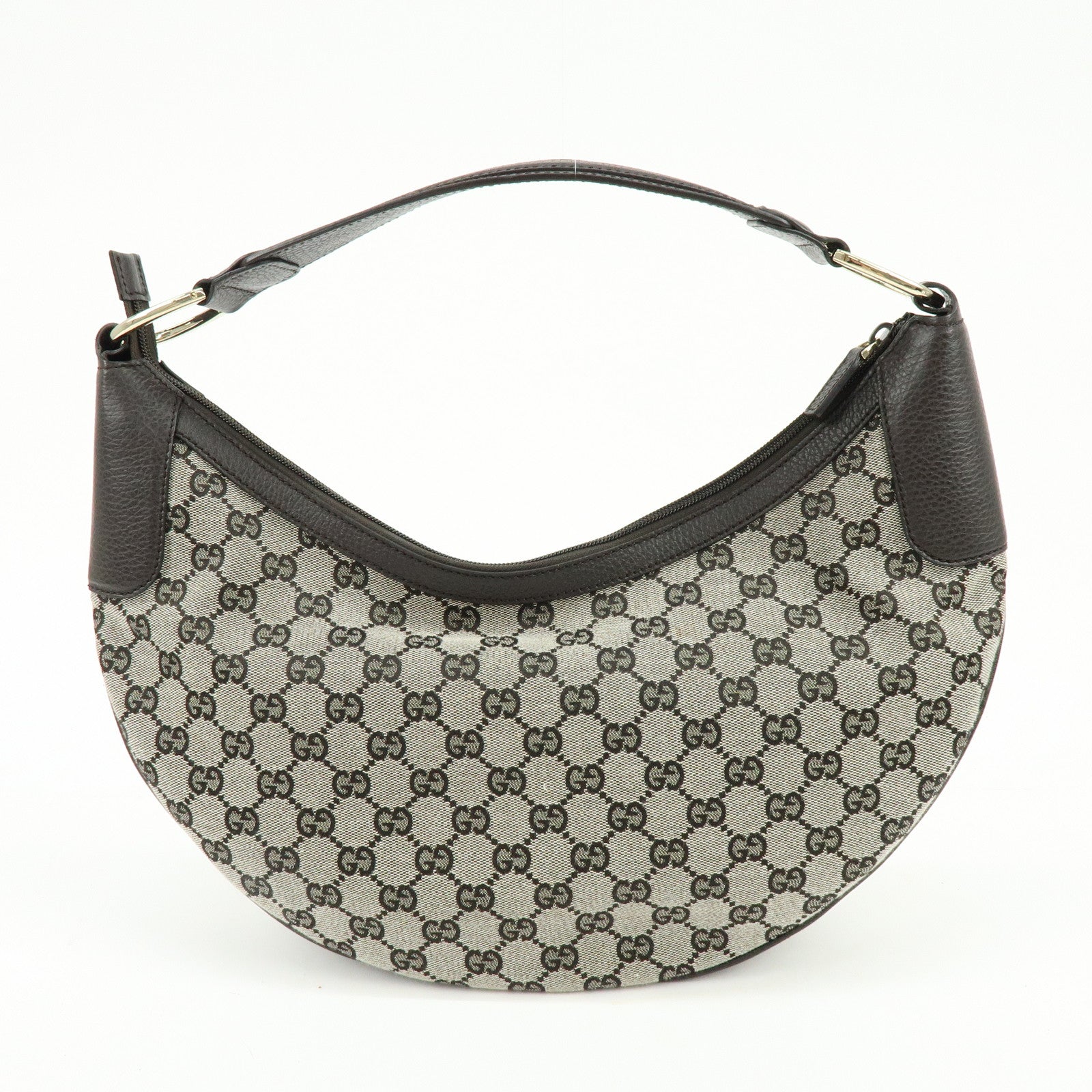 GUCCI GG Canvas Leather Shoulder Bag Dark Brown 257297