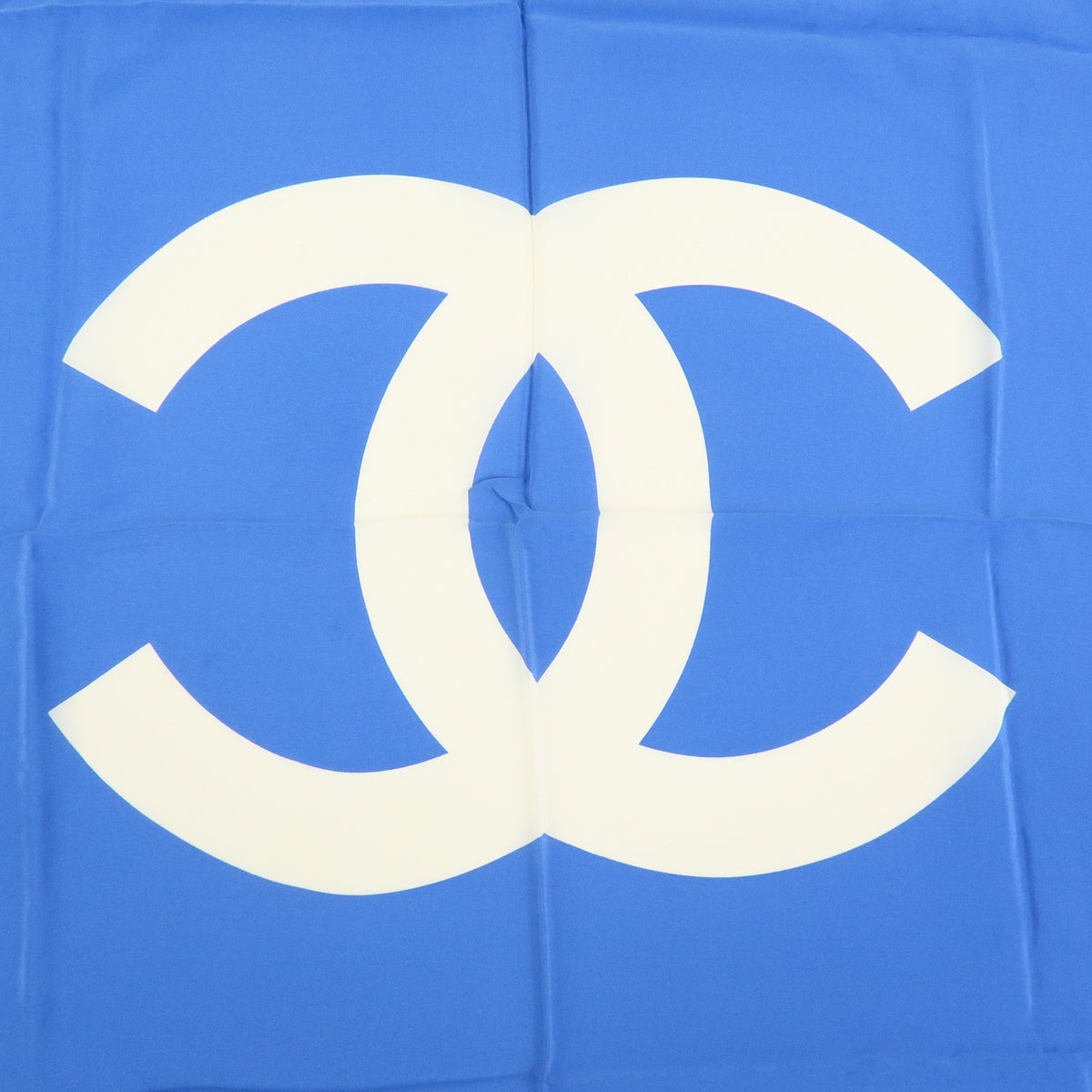 CHANEL COCO Mark Silk 100% Scarf Blue White Navy Red