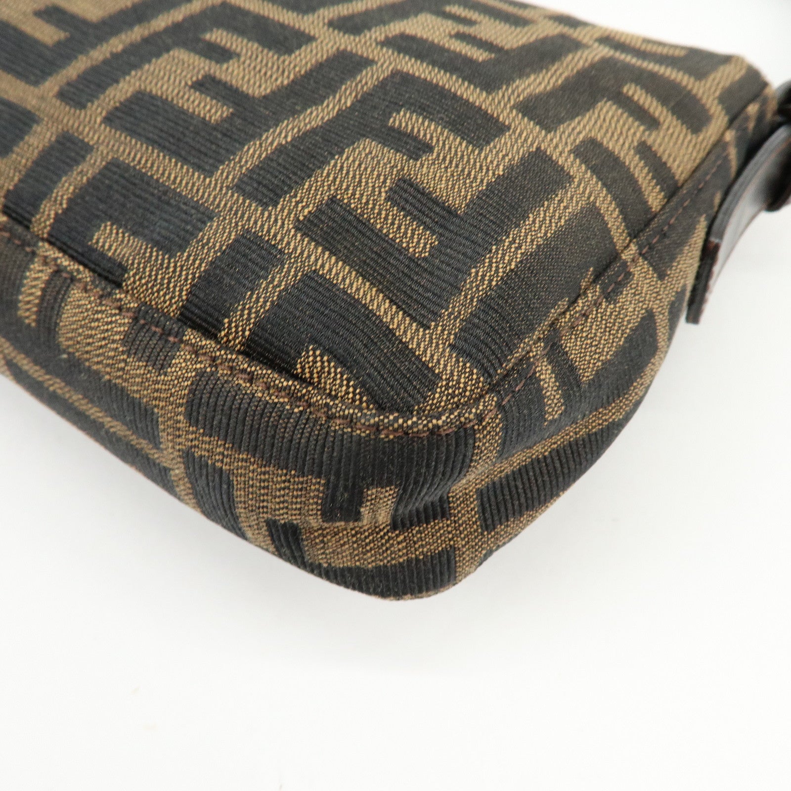 FENDI Mamma Baguette Zucca Canvas Leather Hand Bag Shoulder Bag 26424