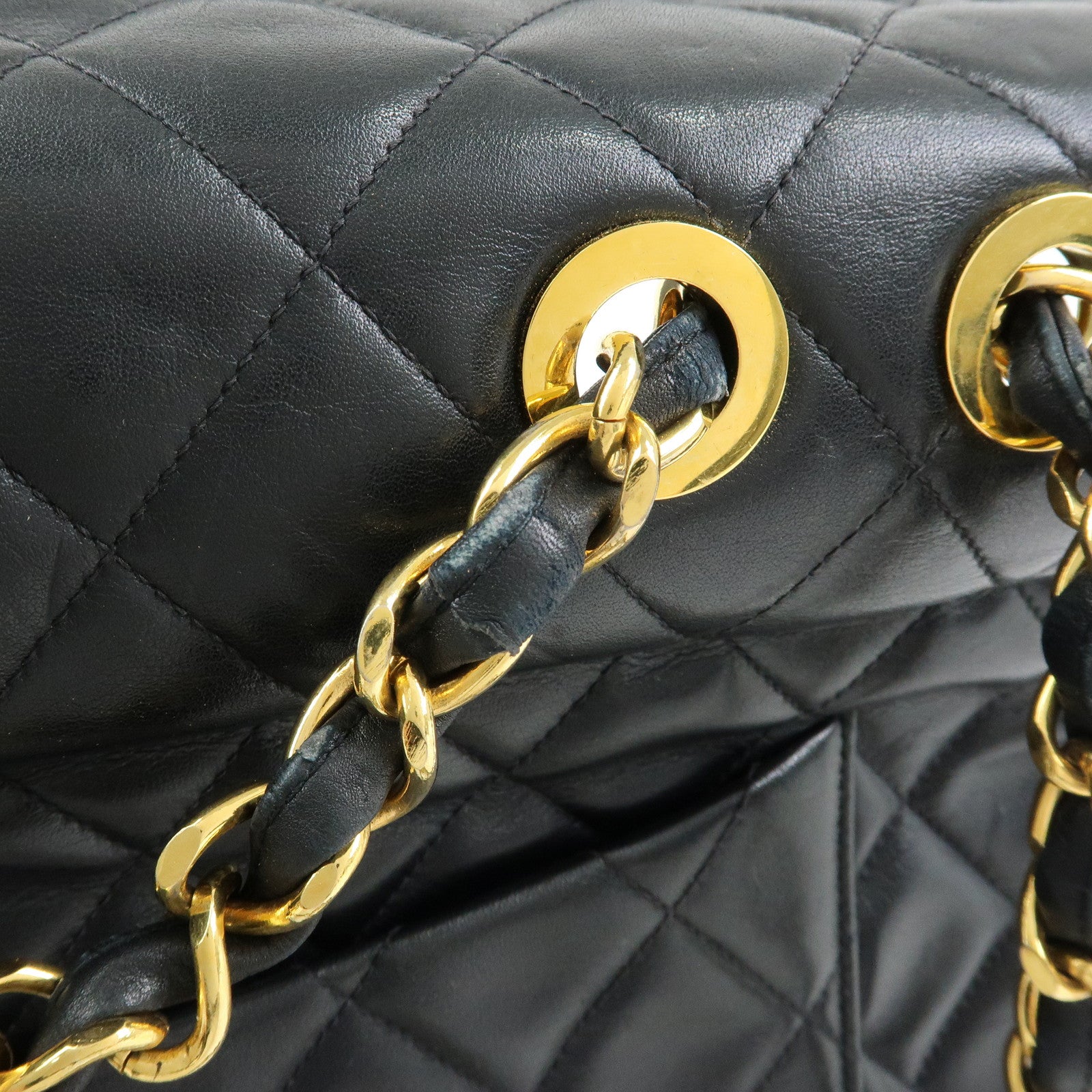 CHANEL Jumbo Matelasse 34 Lamb Skin Shoulder Bag Black A01094