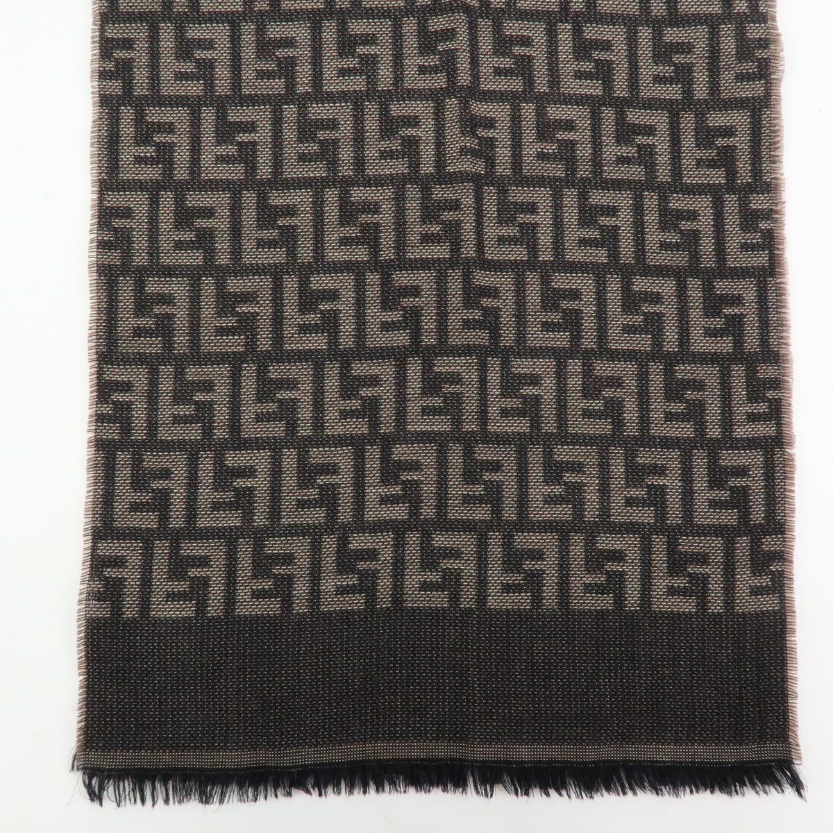FENDI Zucca Lot of 2 Wool 100% Fringe Scarf Brown Blue