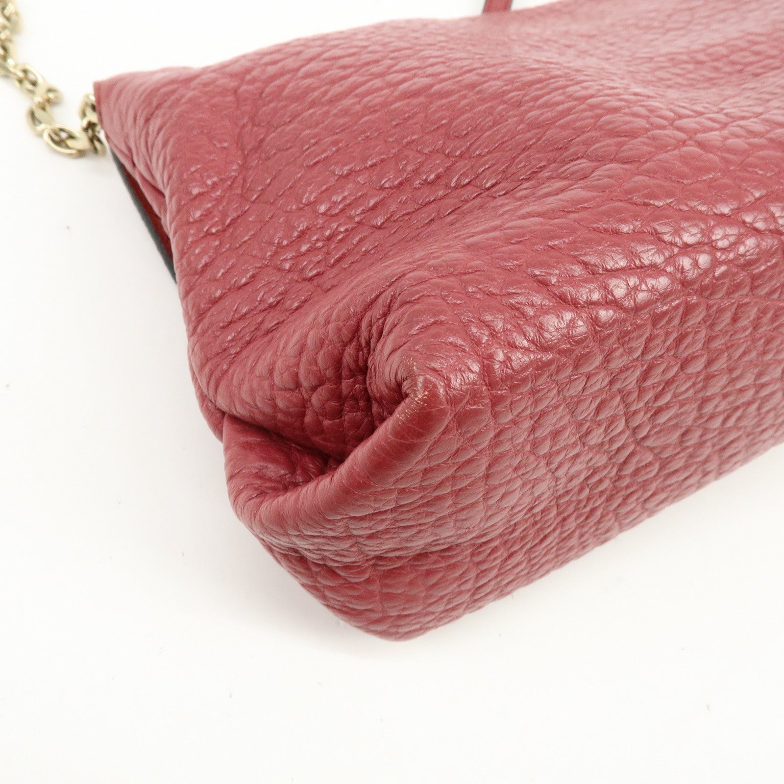BURBERRY Leather Chain Shoulder Bag Clutch Bag Pink