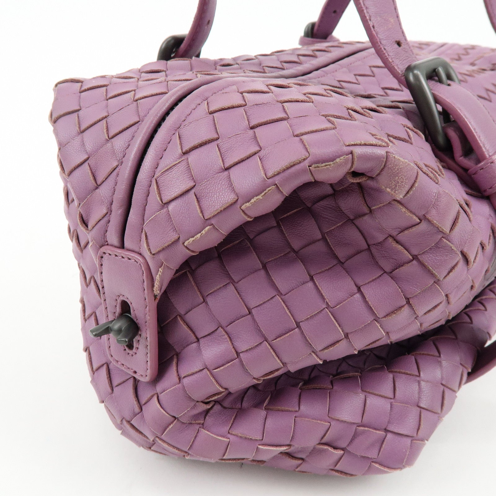 BOTTEGA VENETA Intrecciato Leather Shoulder Bag Hand Bag Purple