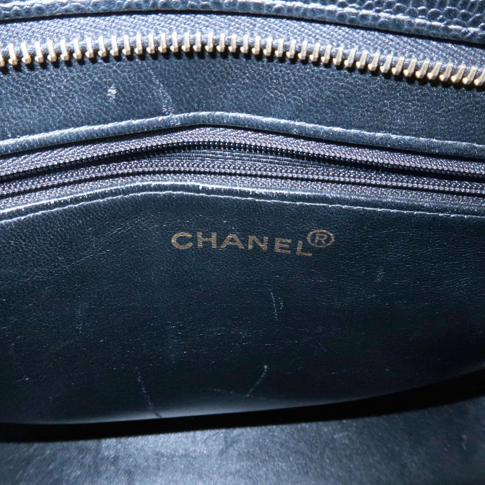CHANEL Matelasse COCO Mark CaviarSkin Medallion Tote Bag Black A01804