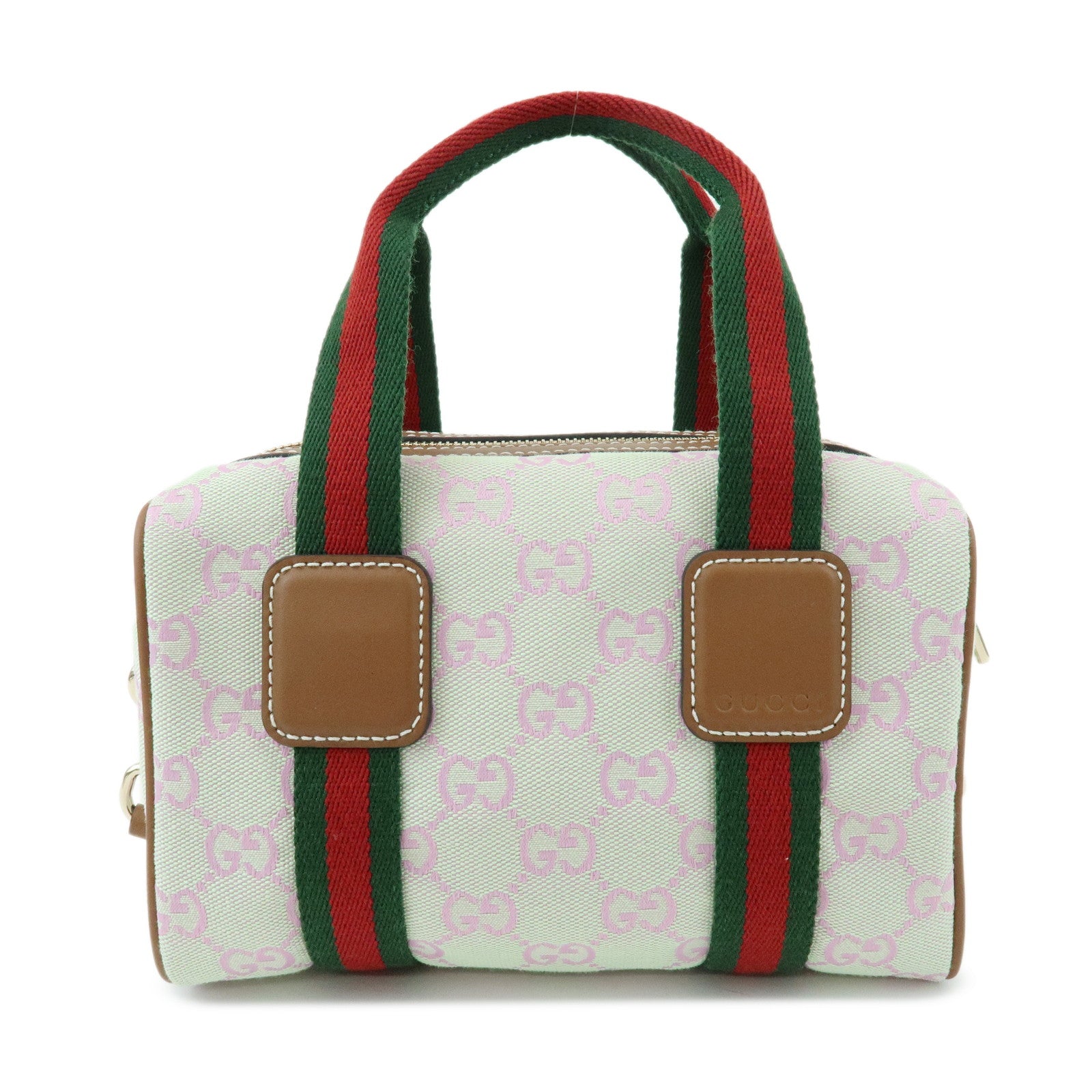 GUCCI Sherry Interlocking G Canvas Leather 2Way Mini Boston Bag 856055