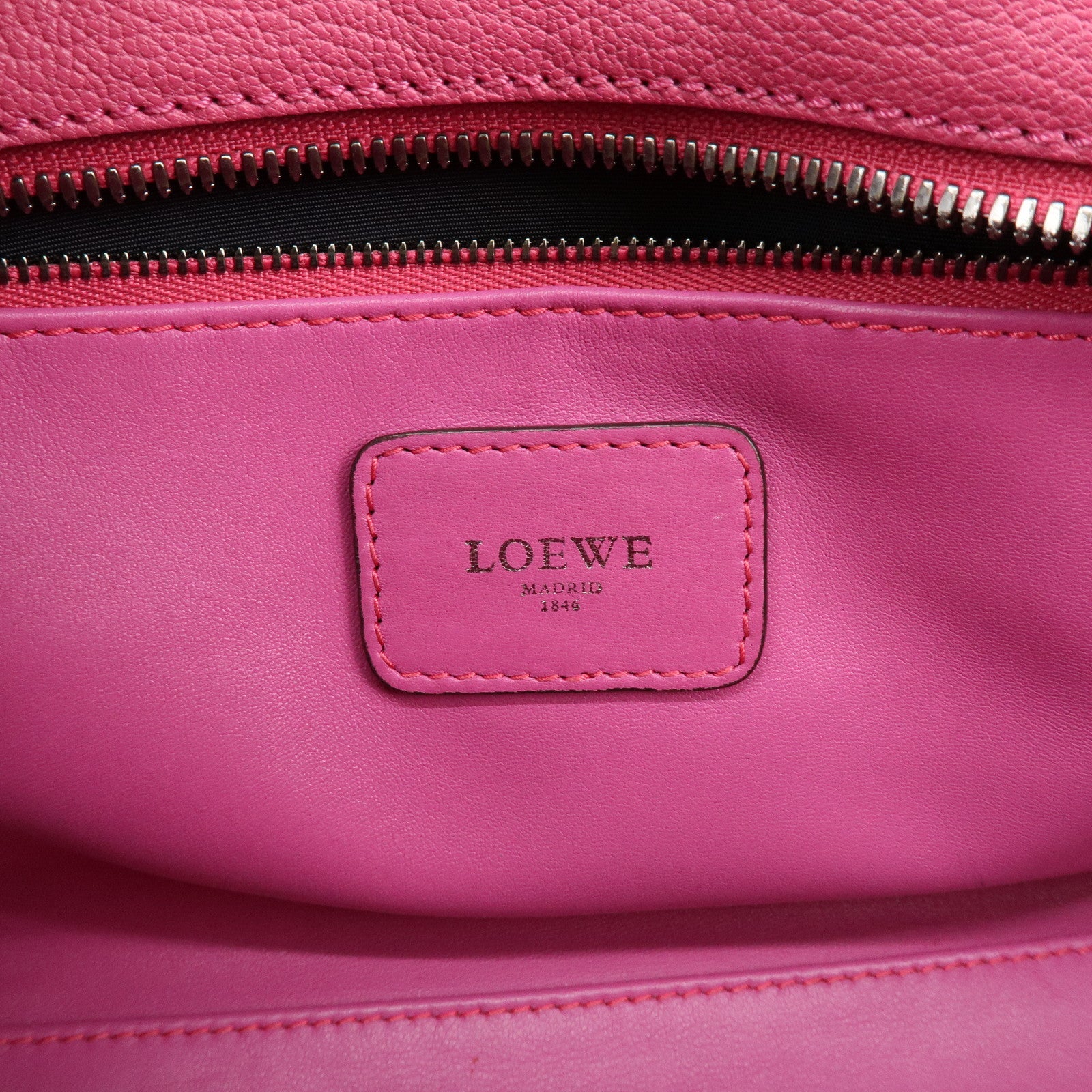 LOEWE Anagram Leather Amazona 28 Hand Bag Boston Bag Pink