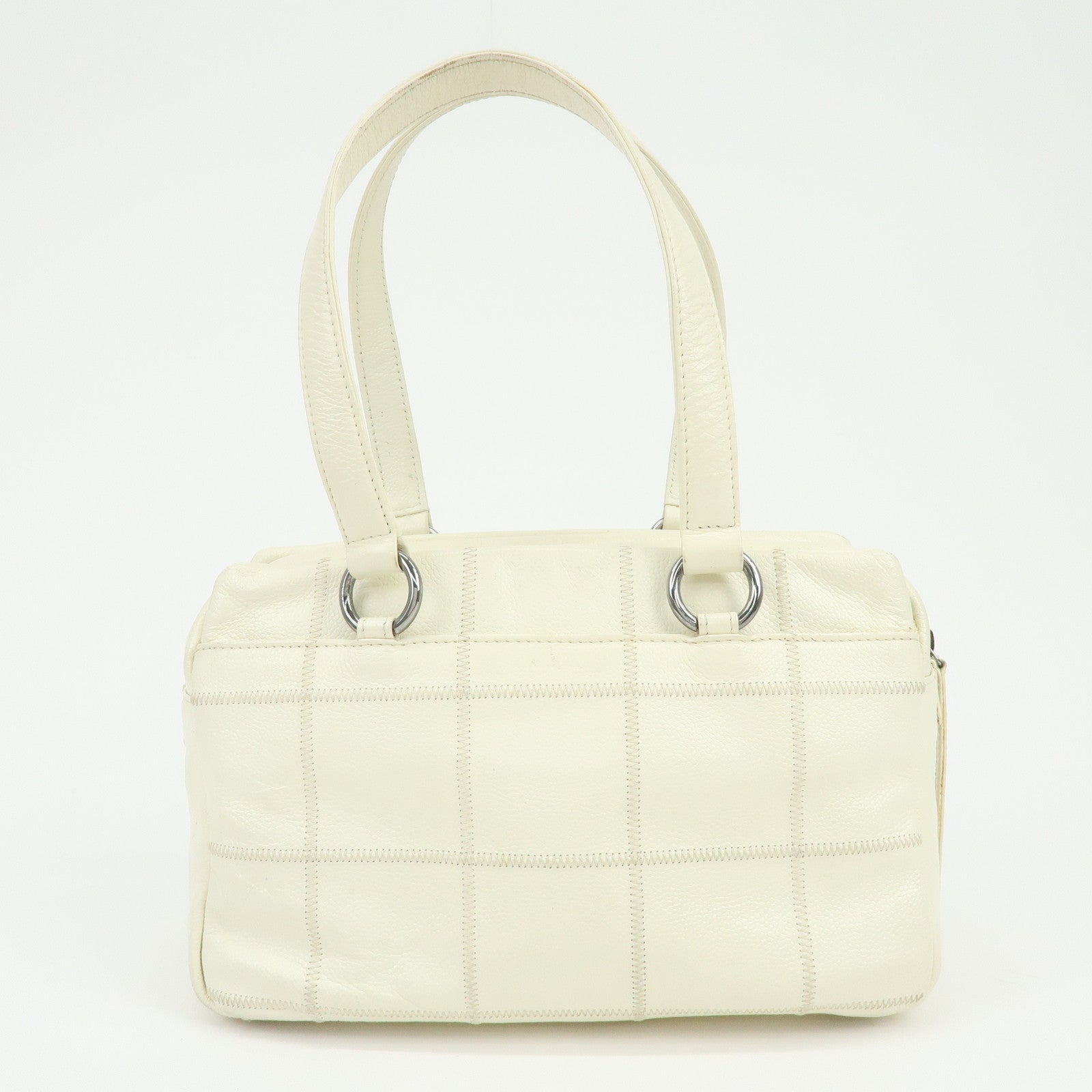 CHANEL Chocolate Bar Caviarskin Shoulder Bag Hand Bag White A26135
