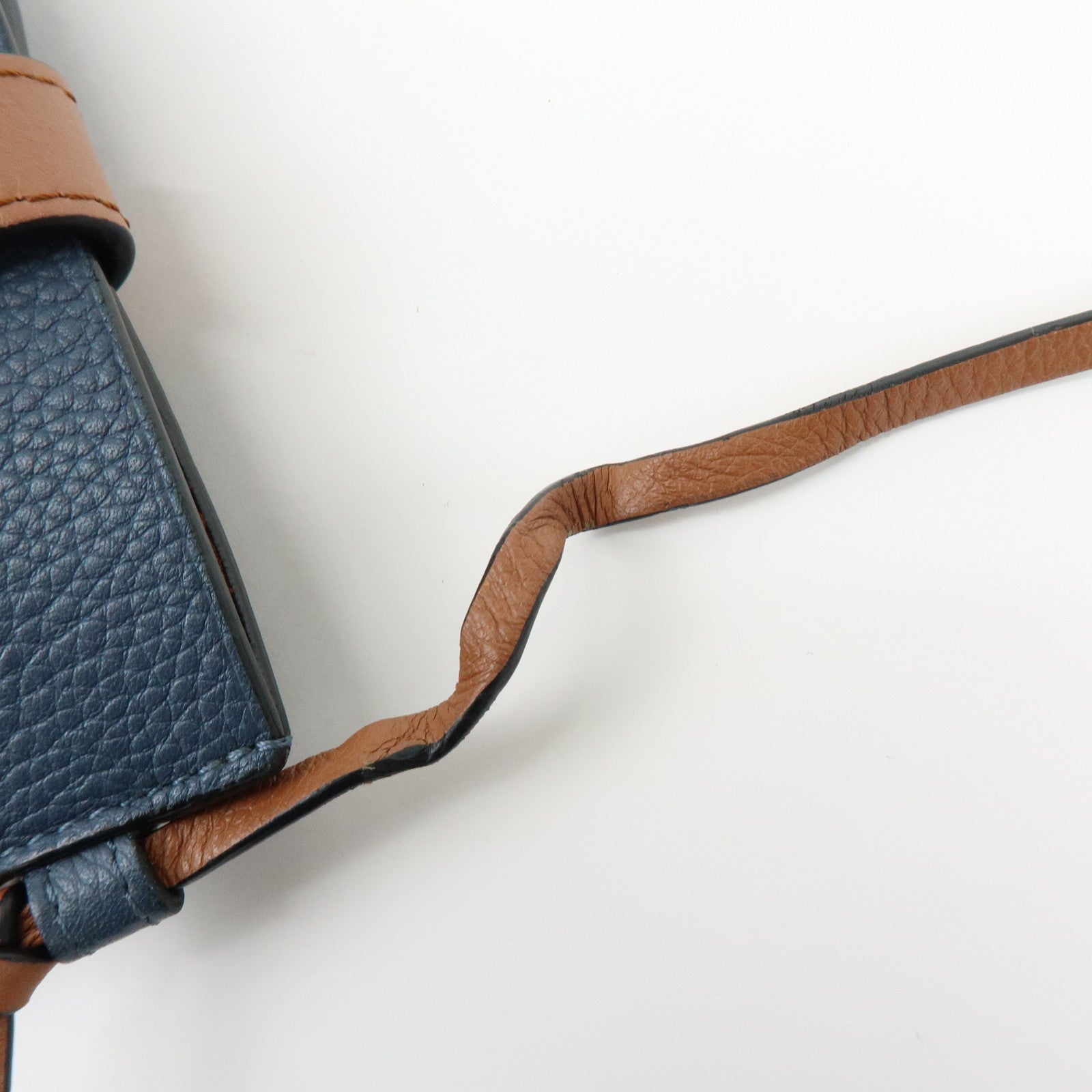 LOEWE Anagram Leather Mini Shoulder Bag Crossbody Bag Blue Brown