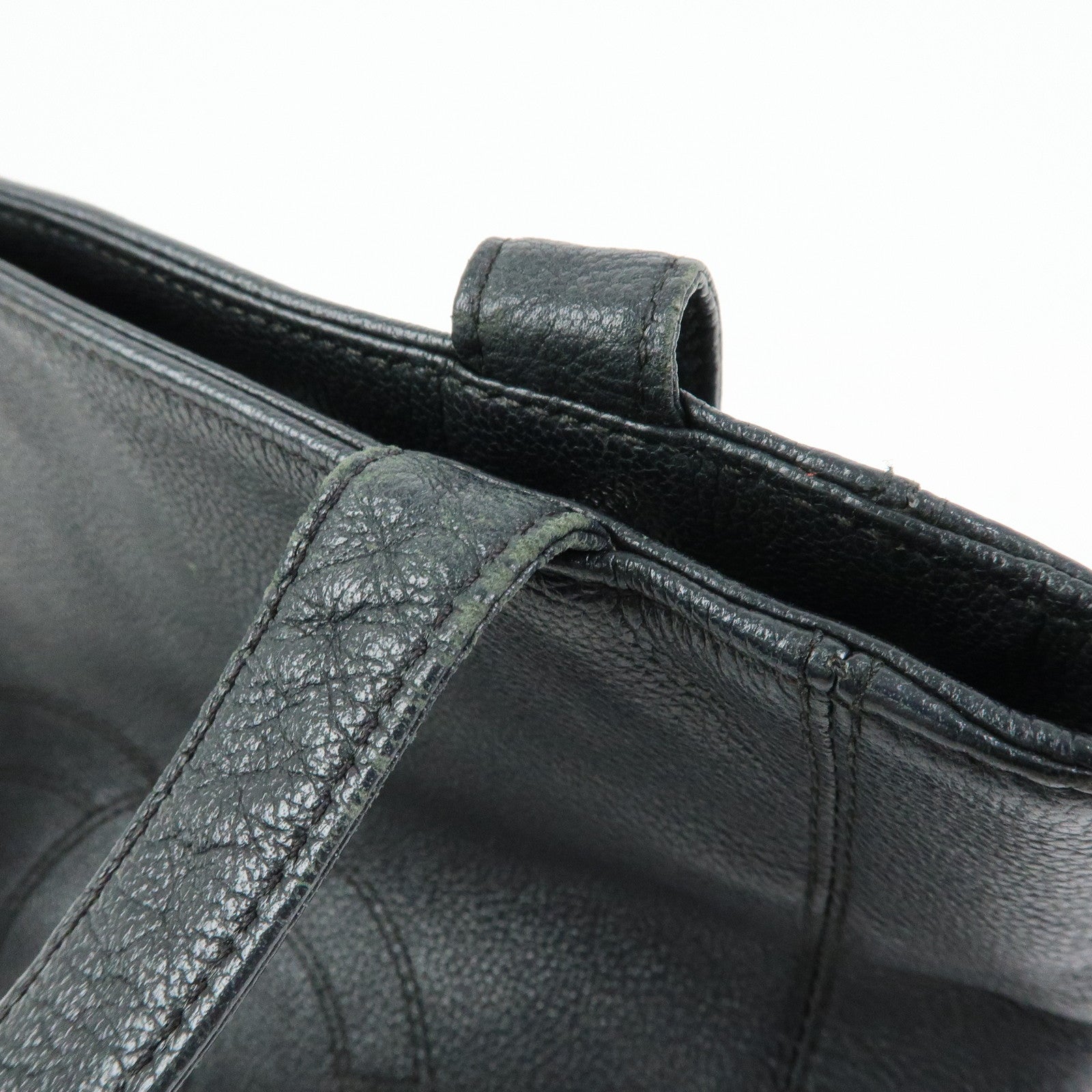 CHANEL COCO Mark Calf Skin Leather Tote Bag Shoulder Bag Black