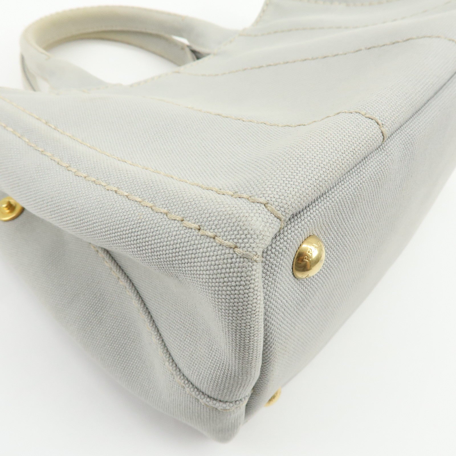 PRADA Canapa Mini Canvas 2Way Bag Hand Bag Shoulder Bag Gray 1BG439