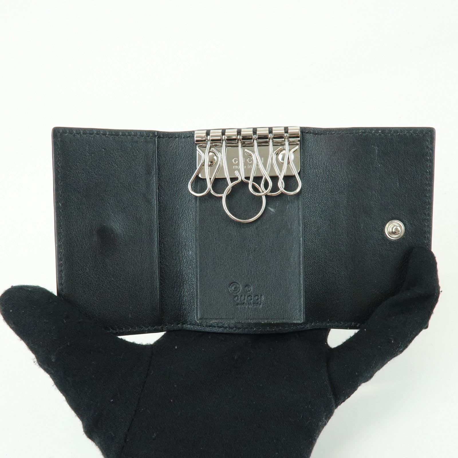 GUCCI Microguccissima Leather 6 Ring Key Case Key Holder Black