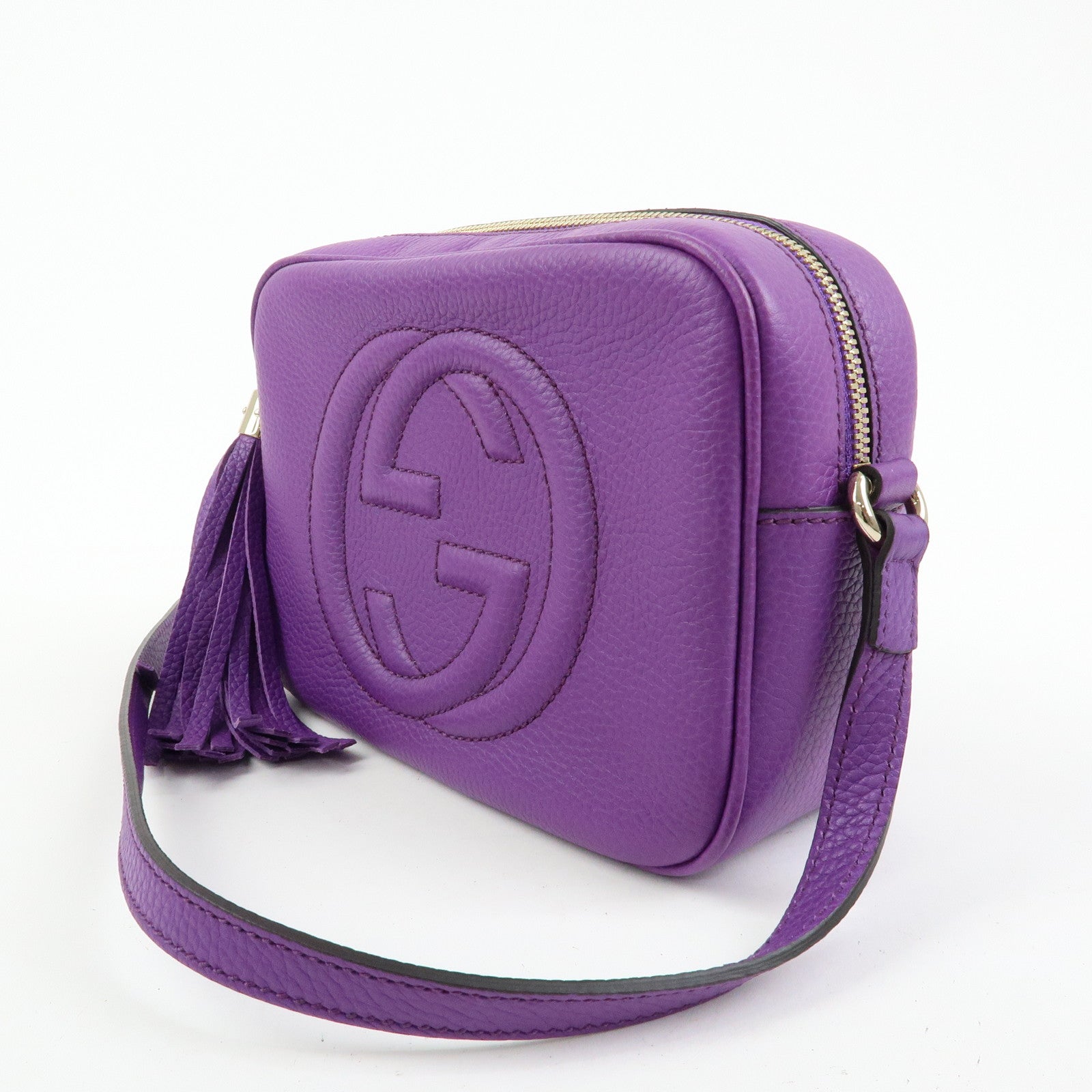 GUCCI SOHO Interlocking G Leahter Disco Bag Shoulder Bag Purple 308364