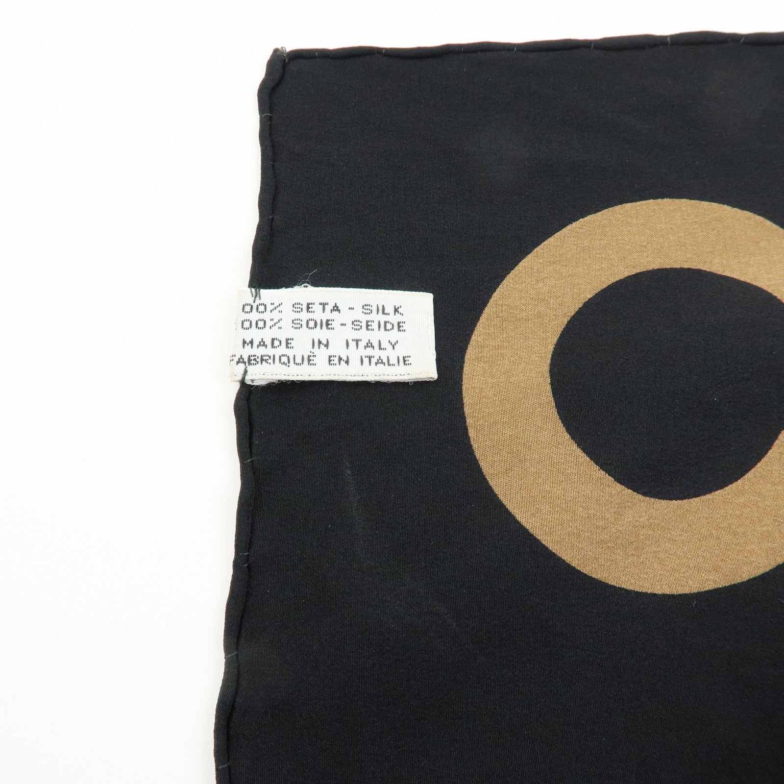 CHANEL Silk 100% Scarf Pearl Jewelry Brown Black Gold Multicolor