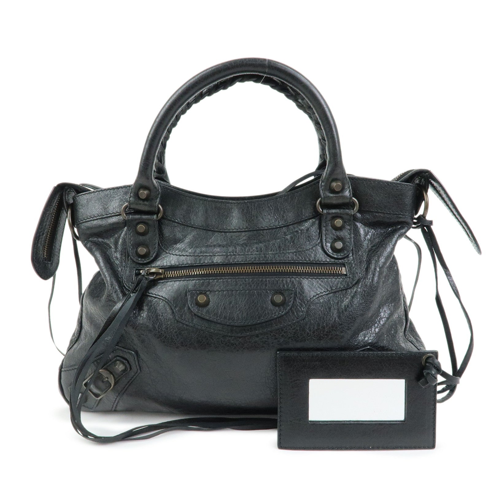 BALENCIAGA The Town Leather 2Way Bag Hand Bag Black 240579