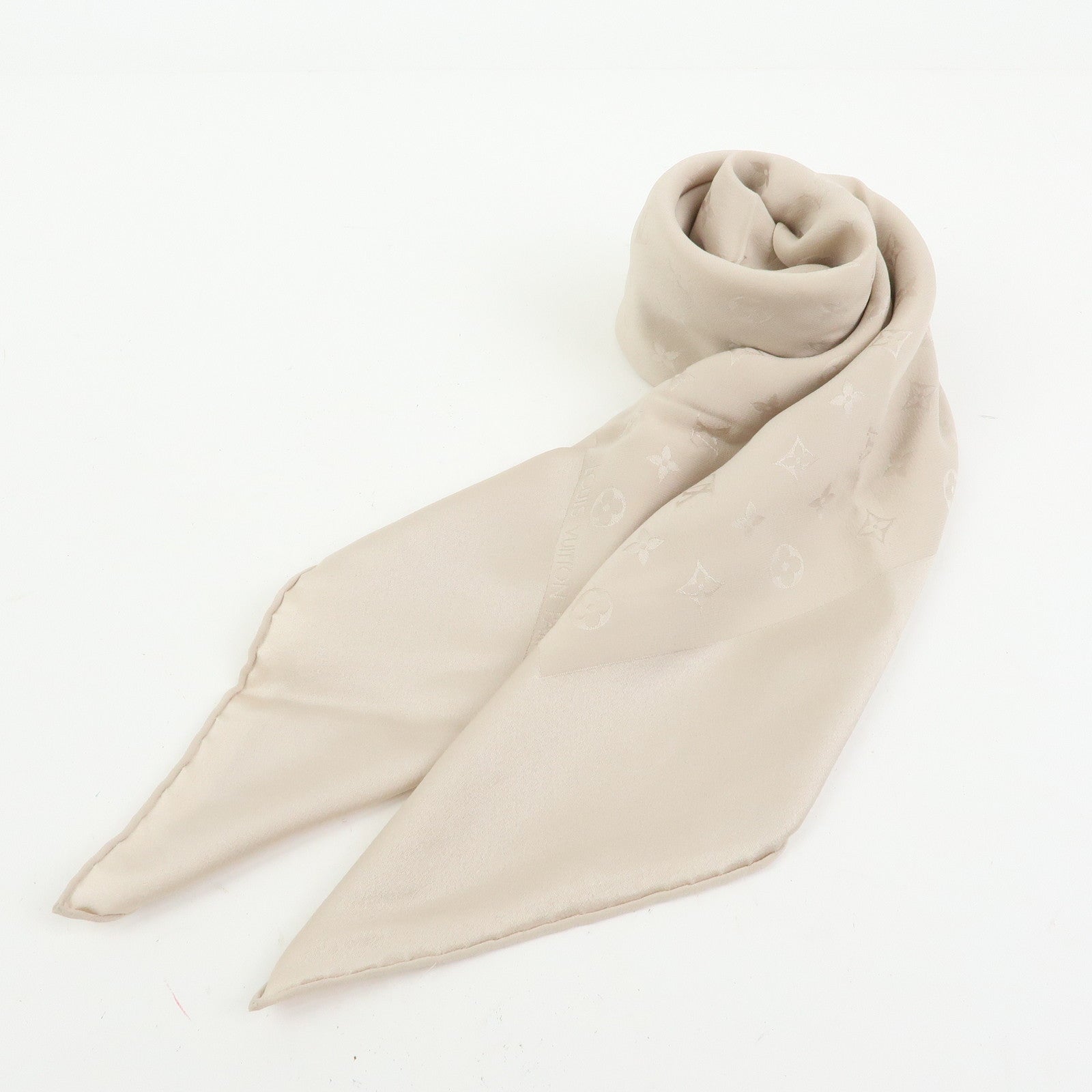 Louis Vuitton Monogram Silk 100% Scarf Shawl Beige