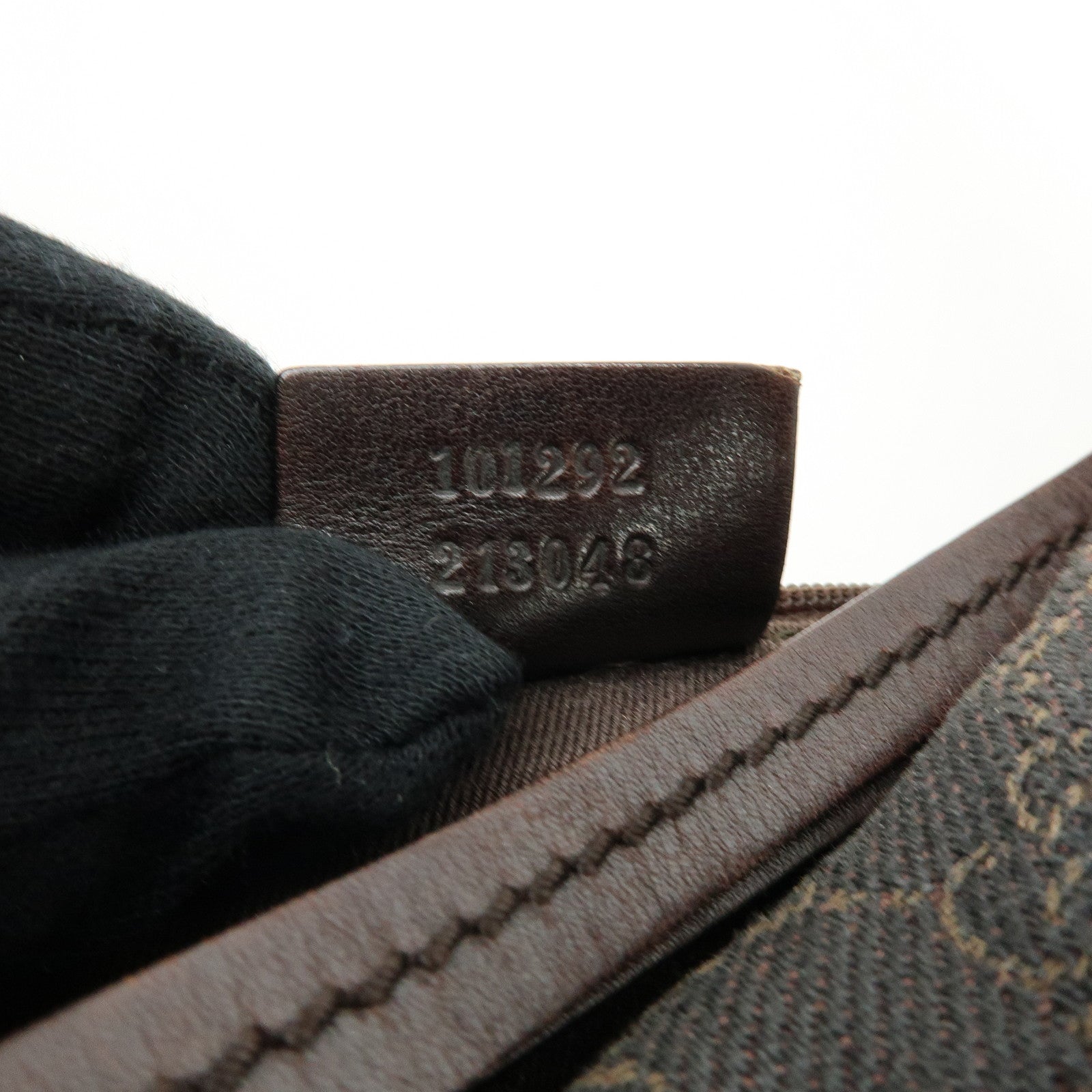 GUCCI GG Canvas Leather Shoulder Bag Hand Bag Dark Brown 101292