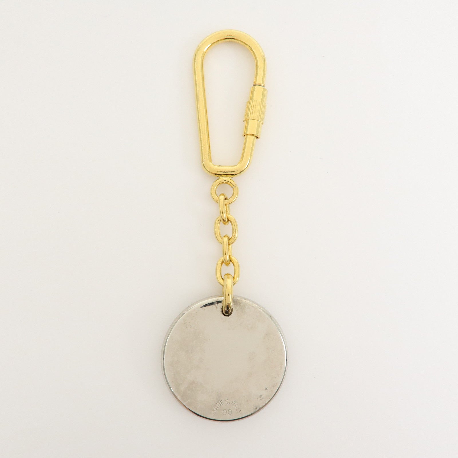 CELINE Horse Carriage Motif Metal Bag Charm Key Holder Gold Silver