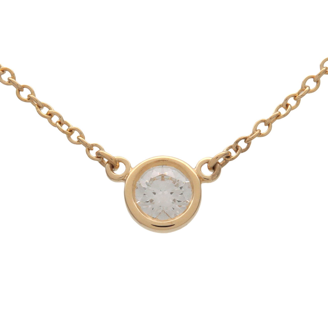 Tiffany & Co By The Yard 1P Diamond Necklace K18 750YG Yellow Gold