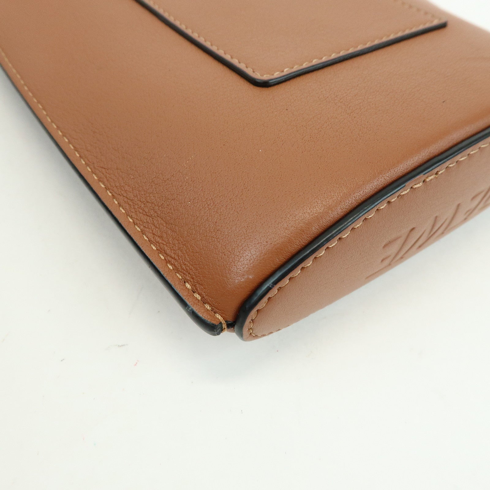 LOEWE Anagram Leather Dice Pocket Shoulder Bag Crossbody Bag Brown
