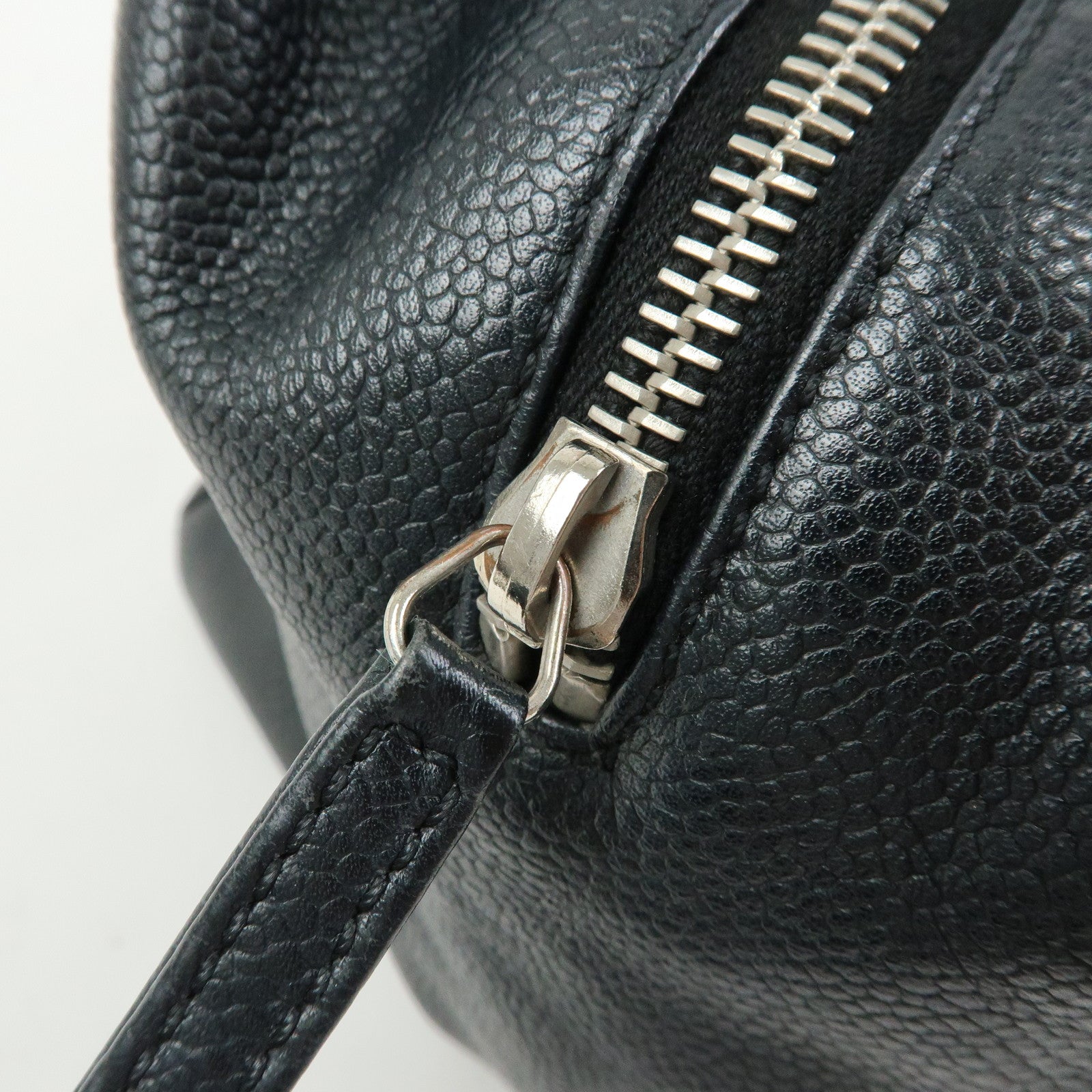 CHANEL COCO Mark Calf Leather Hand Bag Tote Bag Black