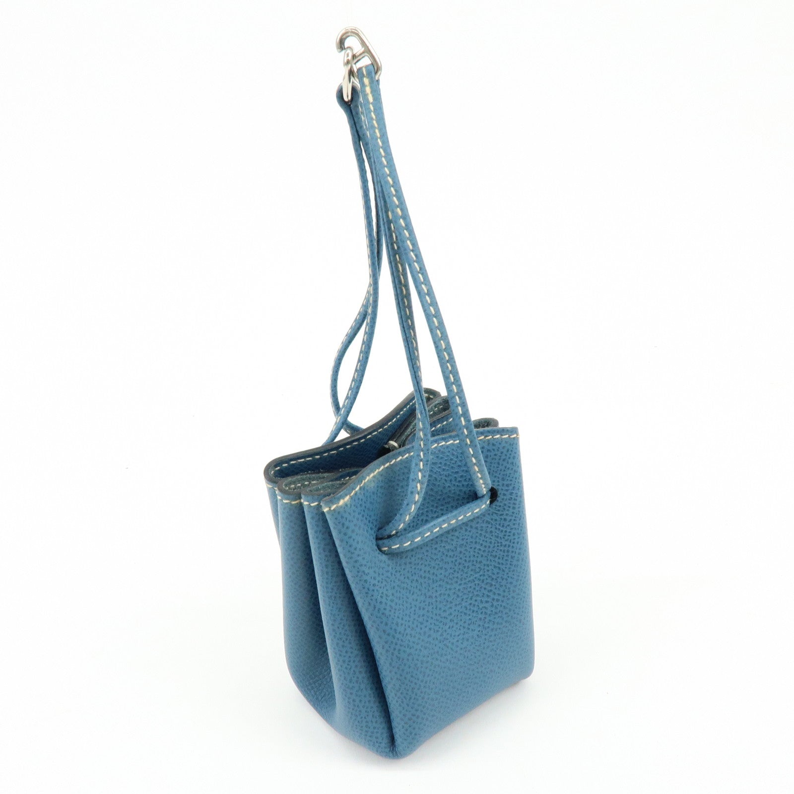 HERMES Courchevel Leather Pouch Blue Jean □G Stamped Blue Jean