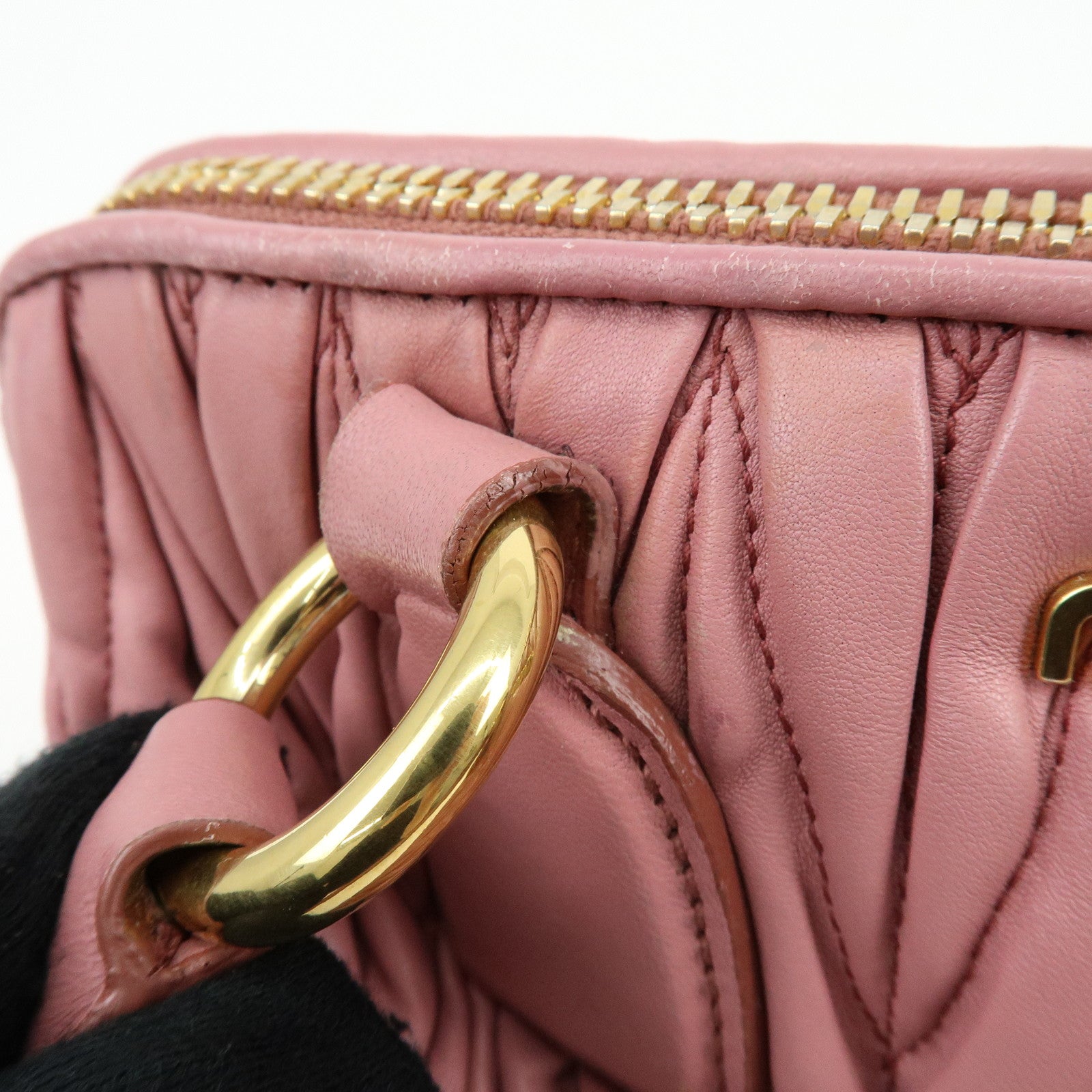 MIU MIU Matelasse Nappa Leather 2Way Hand Bag Shoulder Bag Pink RLN059