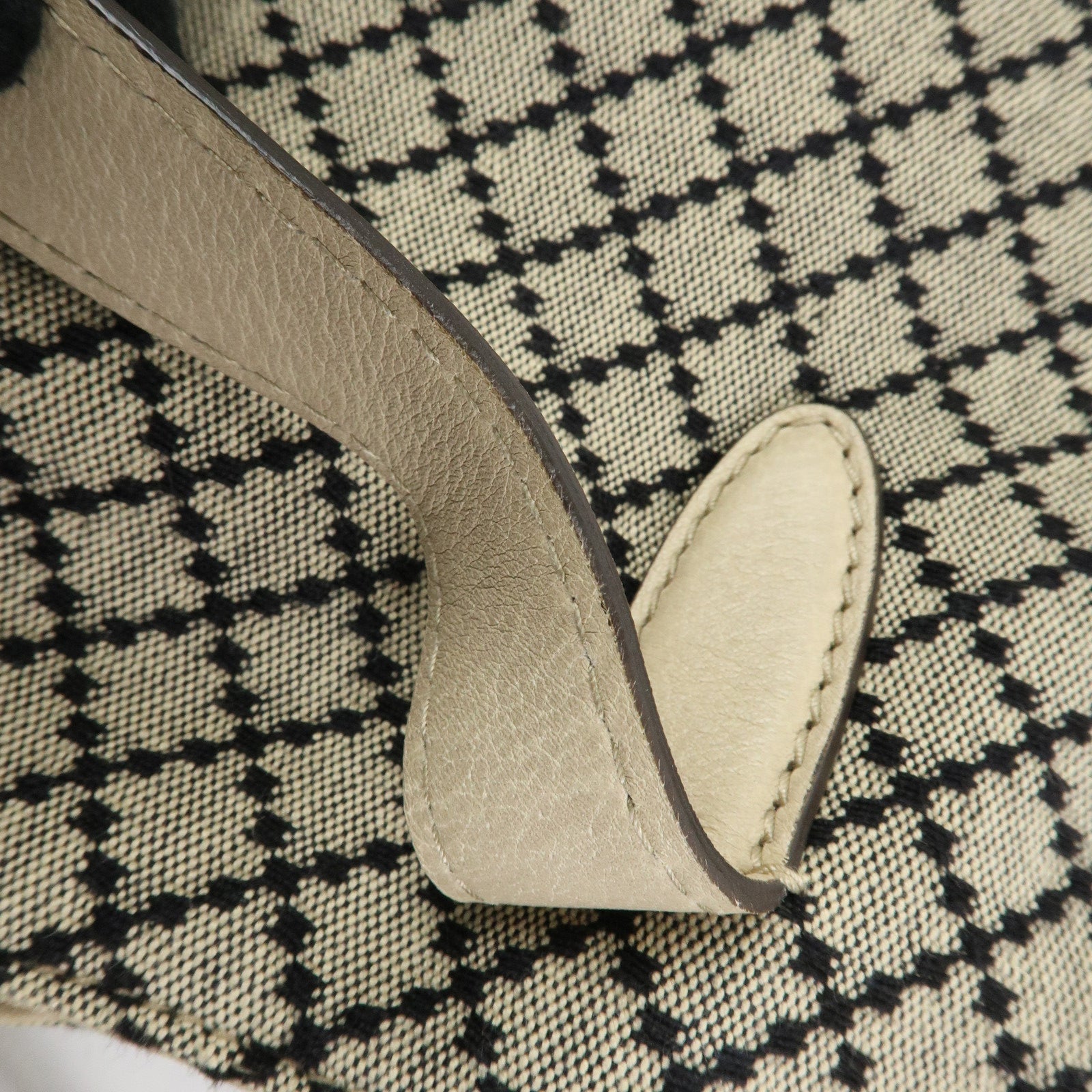 GUCCI New Jackie Bamboo Diamante Canvas Leather 2Way Bag 246907