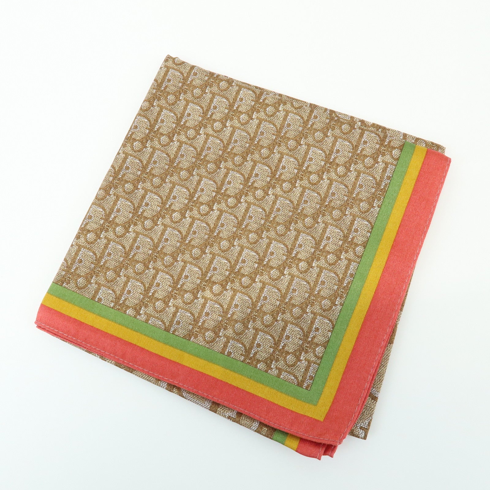 Christian Dior Rasta Trotter Logo Silk Cotton Scarf Beige Red