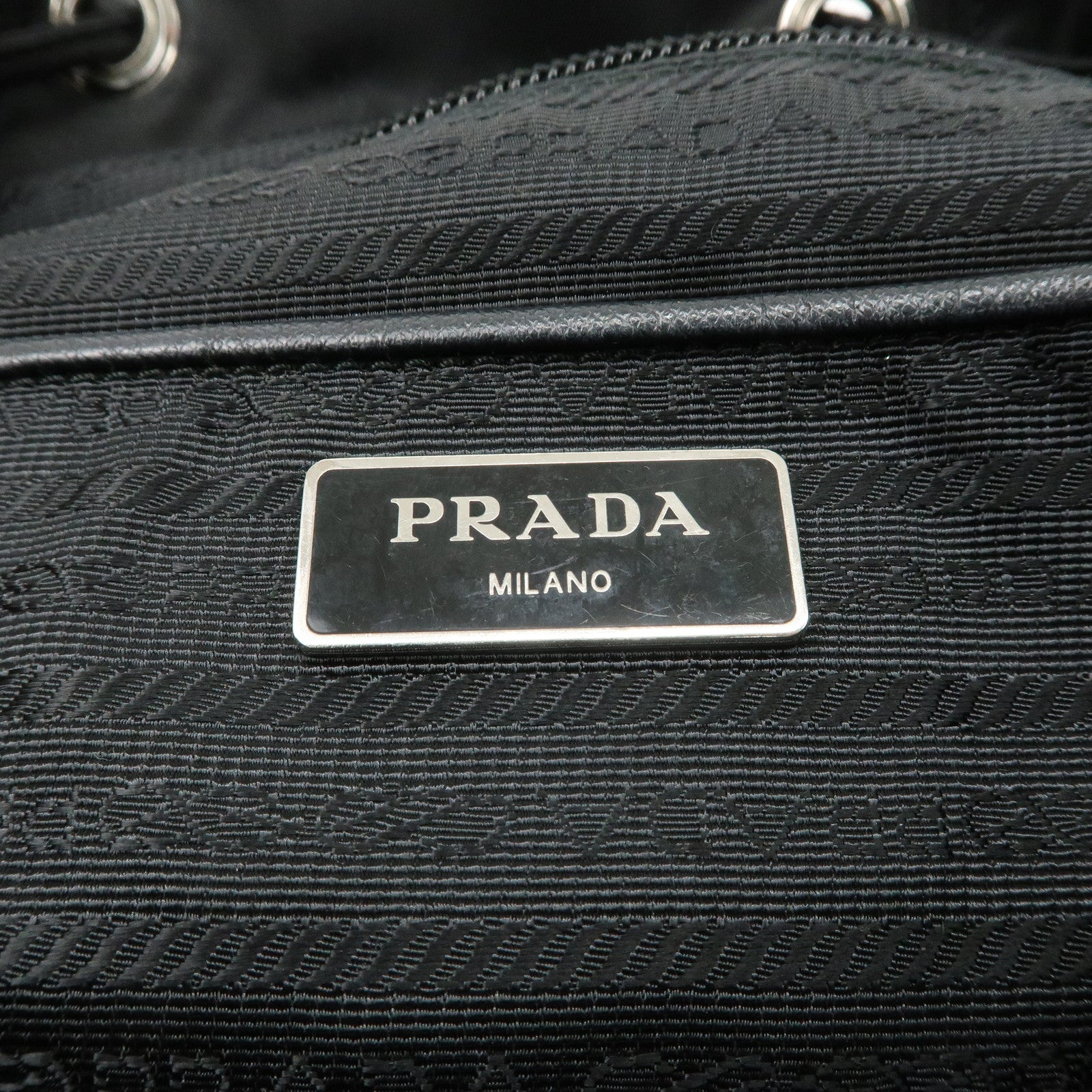 PRADA Triangle Logo Nylon Leather Backpack Ruck Sack Black Used
