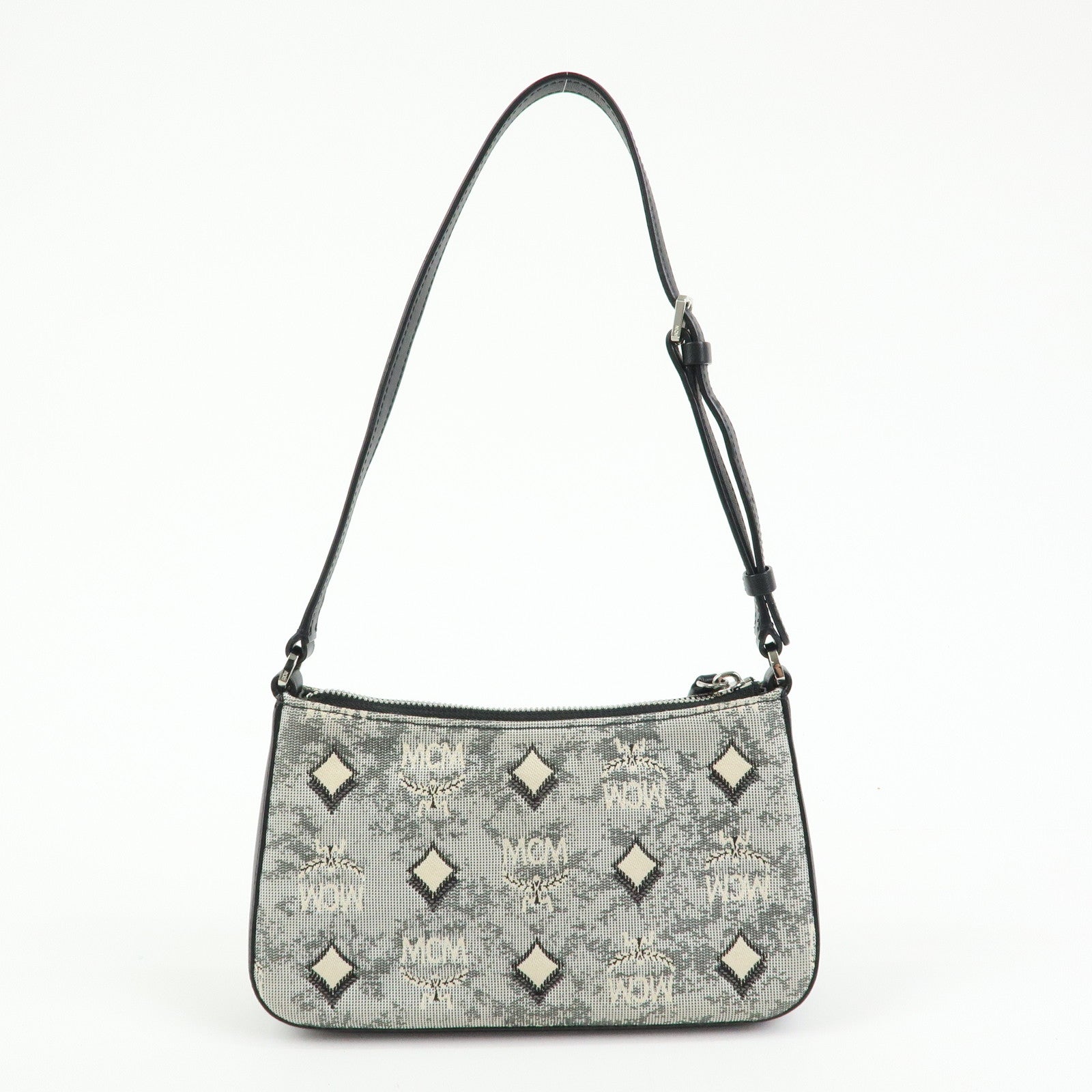 MCM Visetos Jacquard Canvas Leather 2Way Bag Shoulder Bag Grey Black