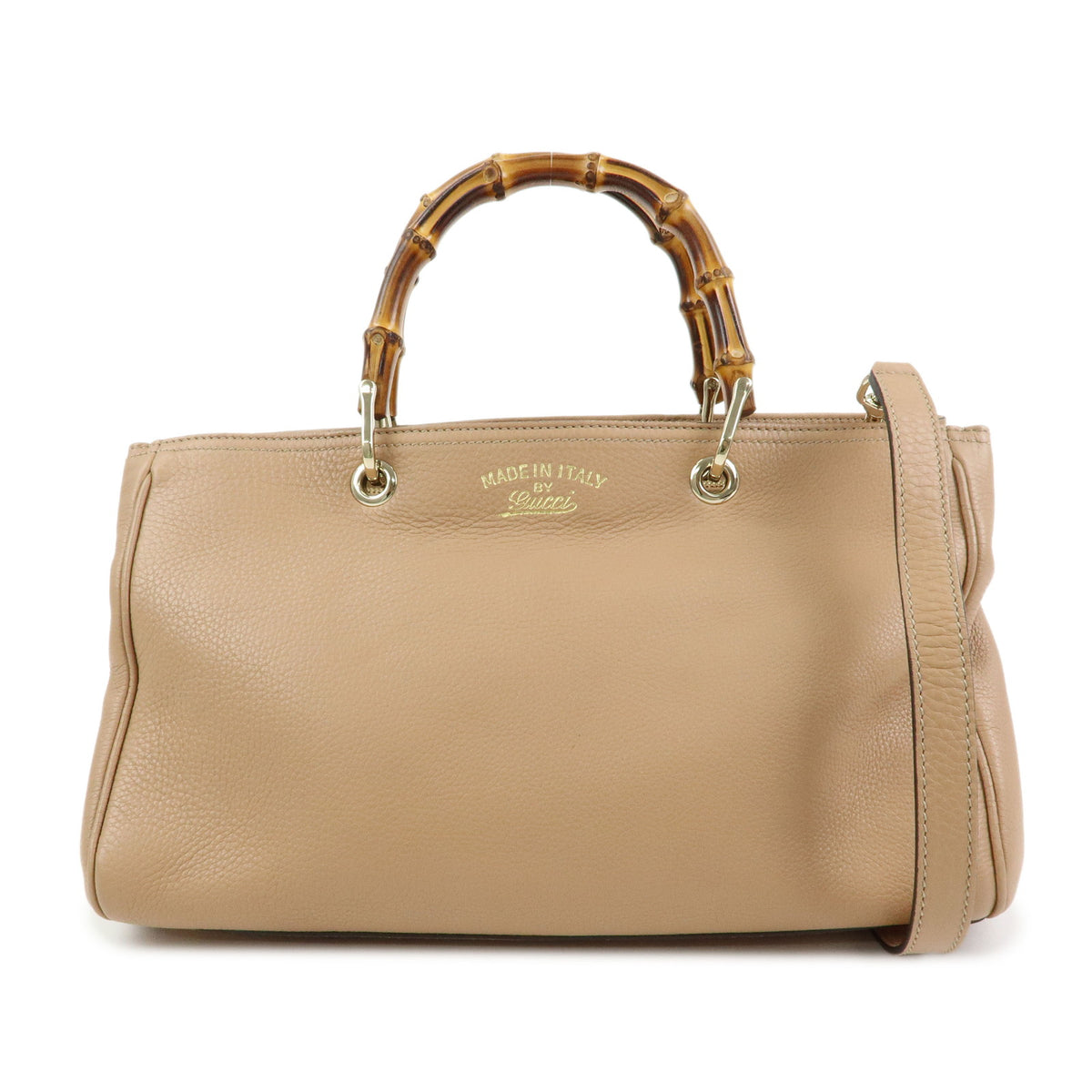 GUCCI Bamboo Shopper Medium 2Way Bag Shoulder Bag Hand Bag Beige 323660