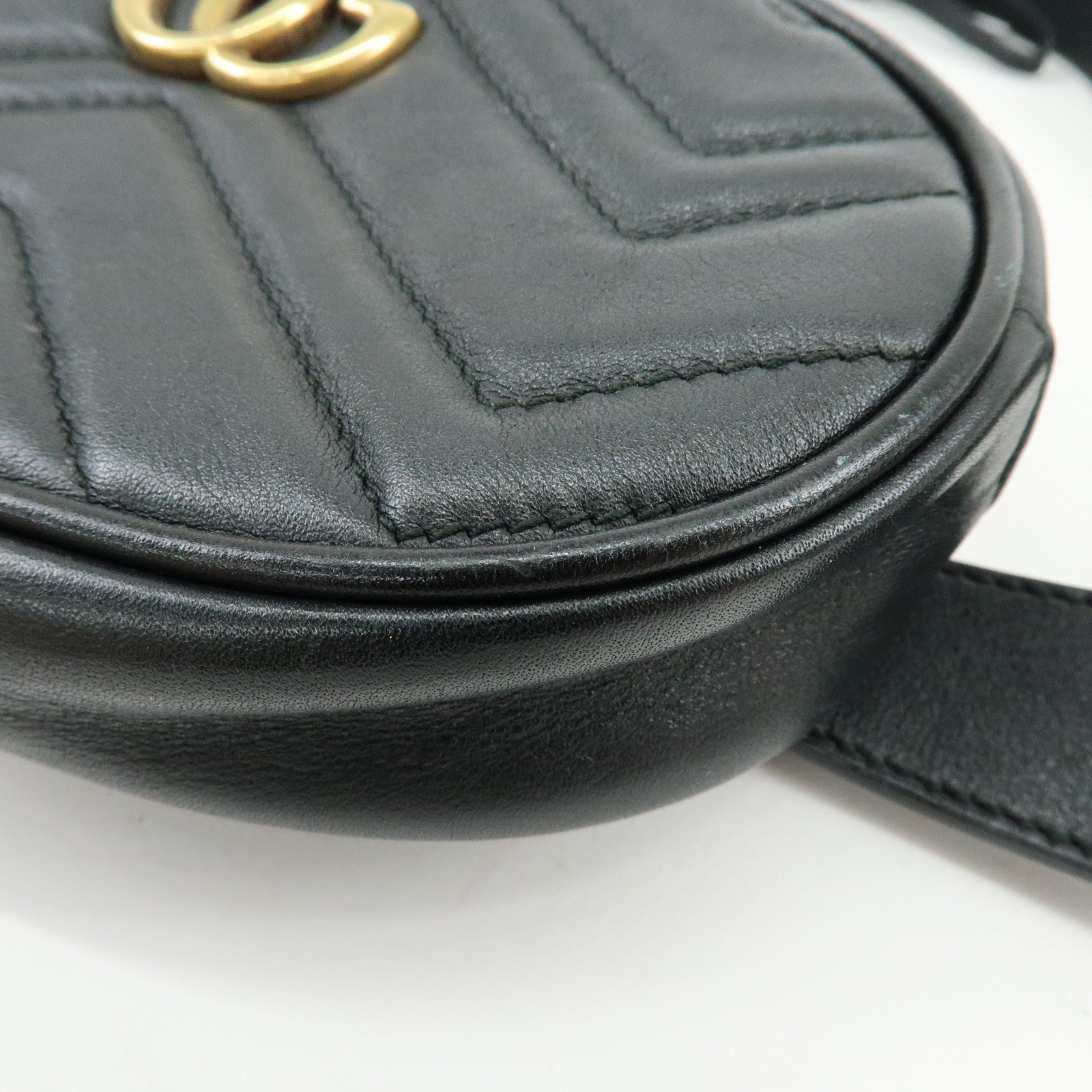GUCCI GG Marmont Leather Waist Bag Crosbody Bag Black 476434