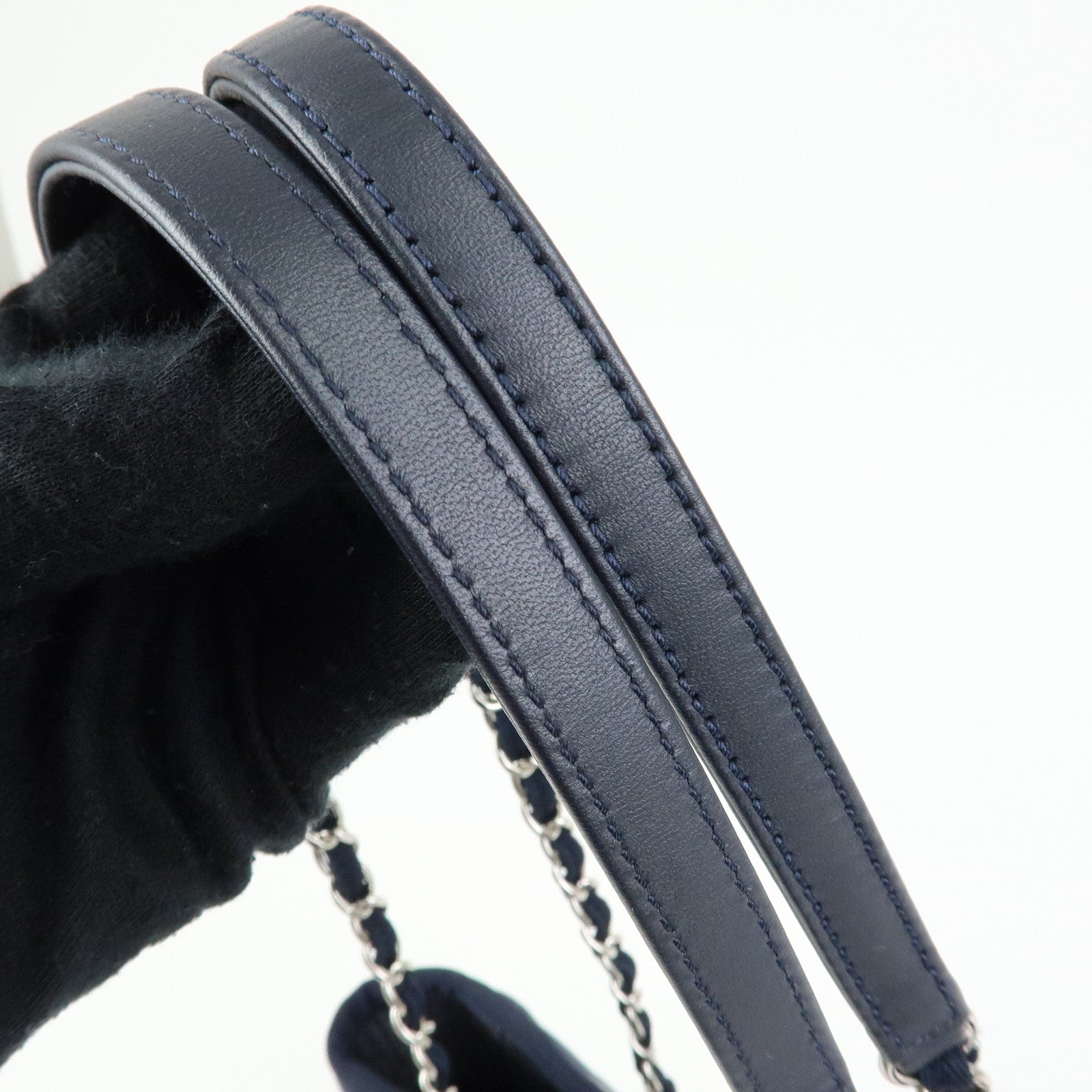 CHANEL Deauville PM Denim Calf Leather Chain Tote Bag Indigo A66939
