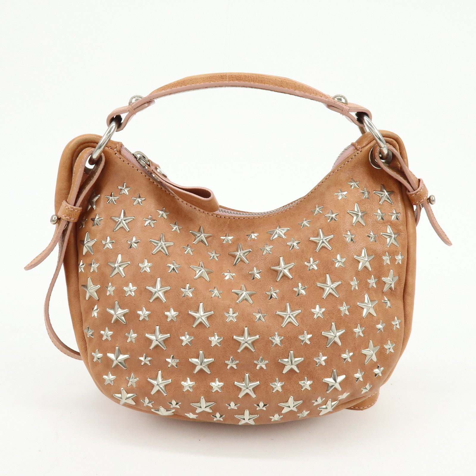 JIMMY CHOO Logo Star Studs Stella 2Way Bag Shoulder Bag Hand Bag Brown