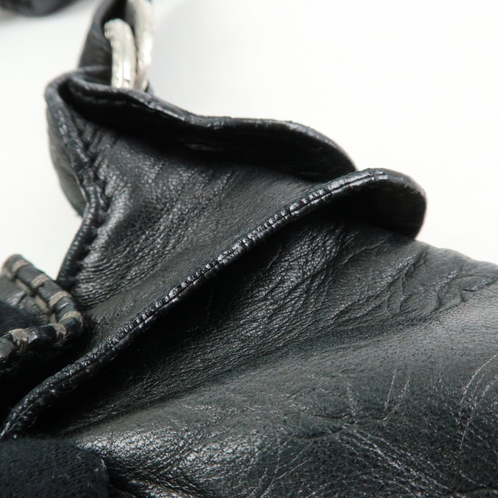 Ferragamo Gancini Embossed Flower Leather Shoulder Bag Black